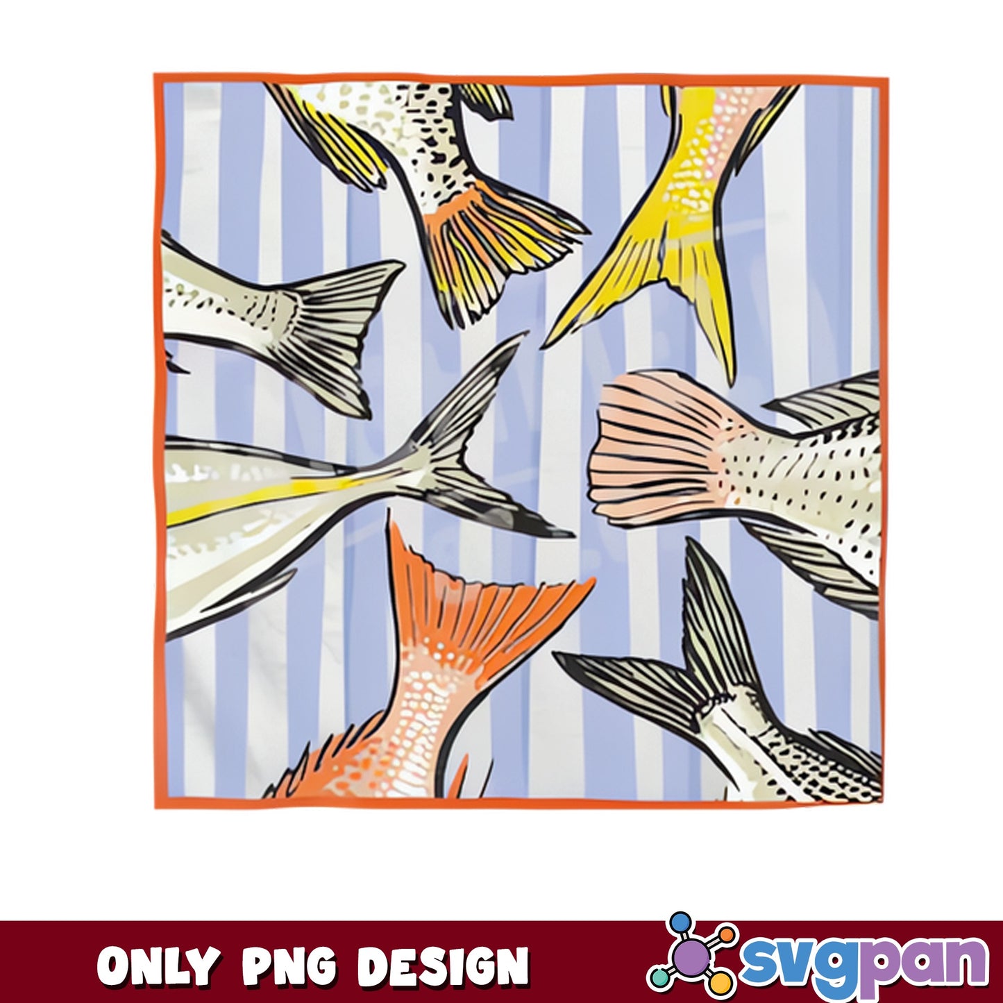 Fish Tail Pattern PNG, Colorful Fish Design PNG, Fishing PNG