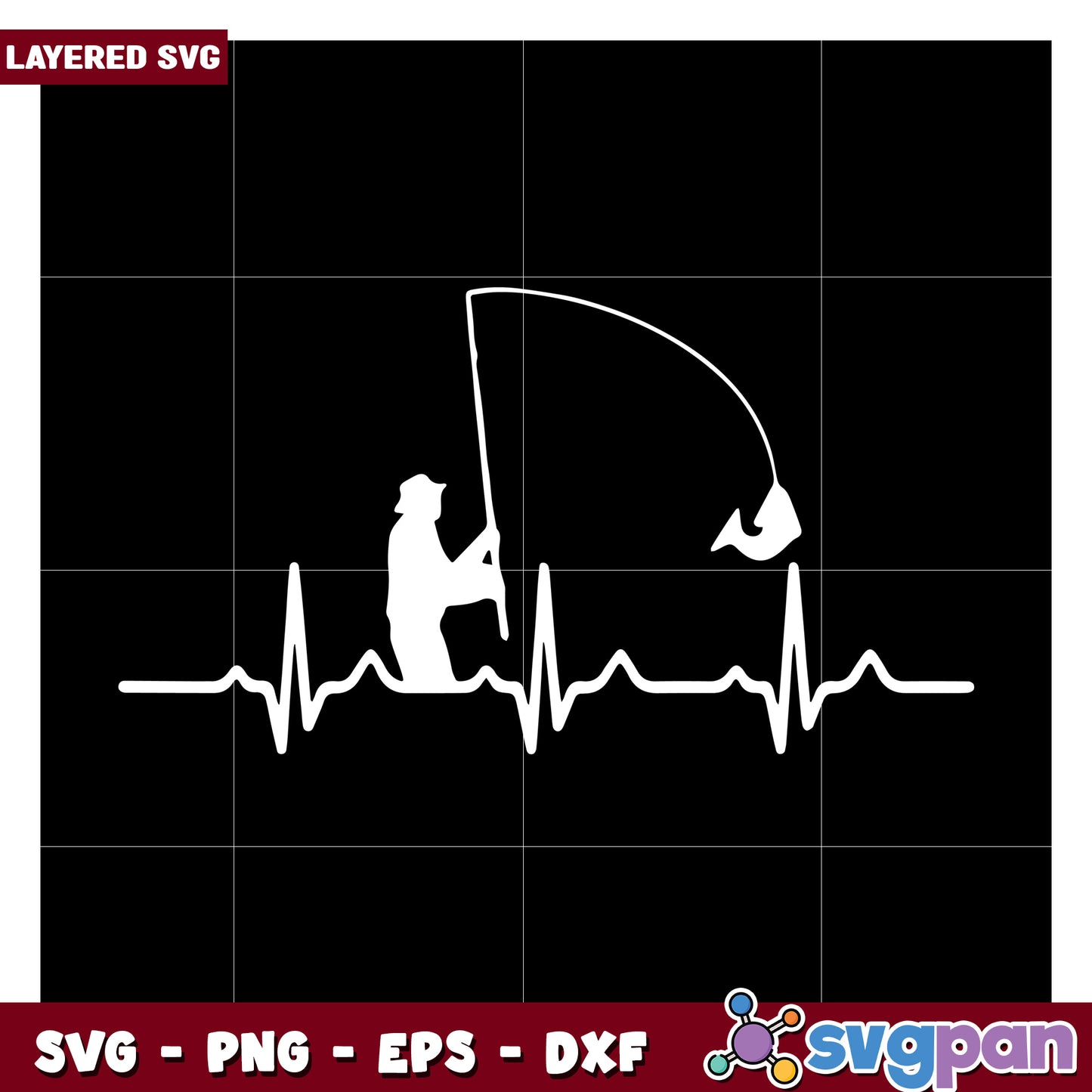 Fishing Heartbeat SVG Design for Creative Projects, Perfect for Fans