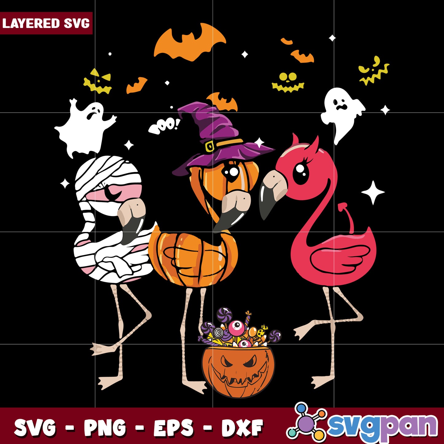 Flamingo halloween svg, halloween decorations svg, halloween cartoons svg