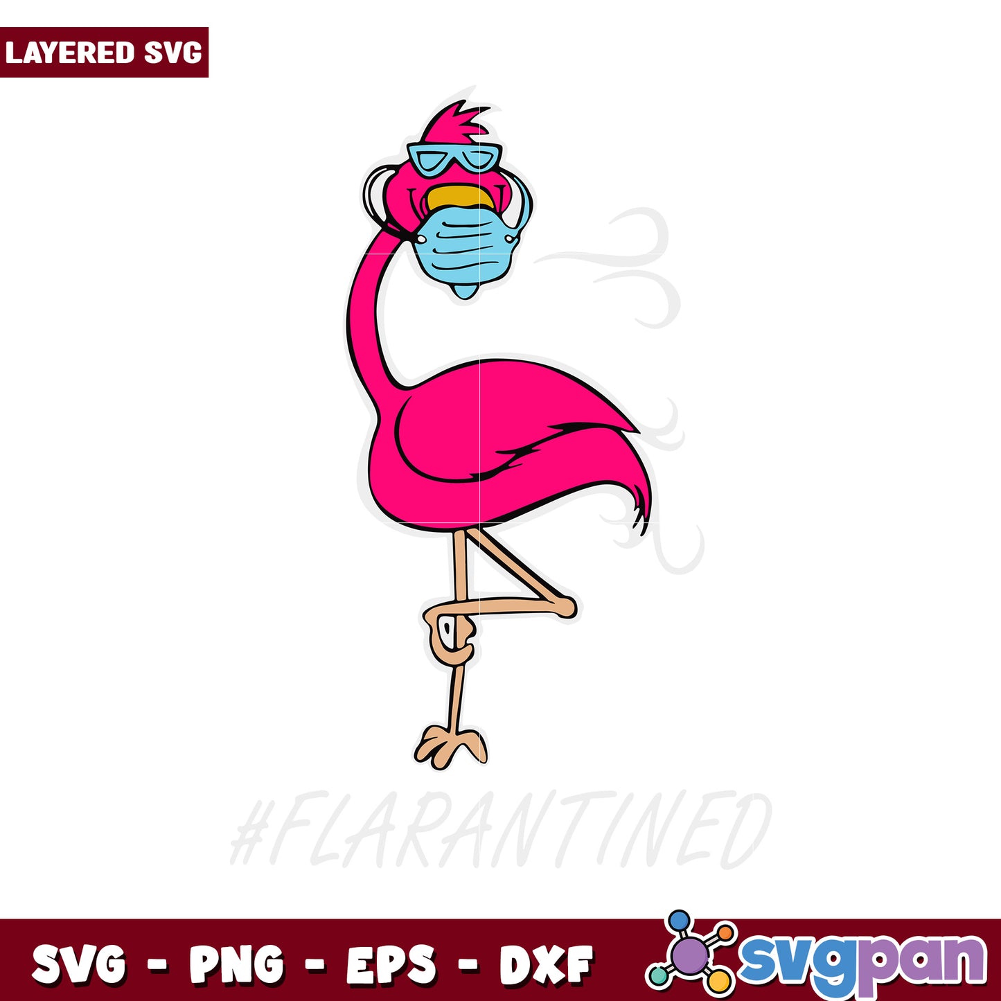 Flamingo wearing mask SVG design, perfect for fun projects