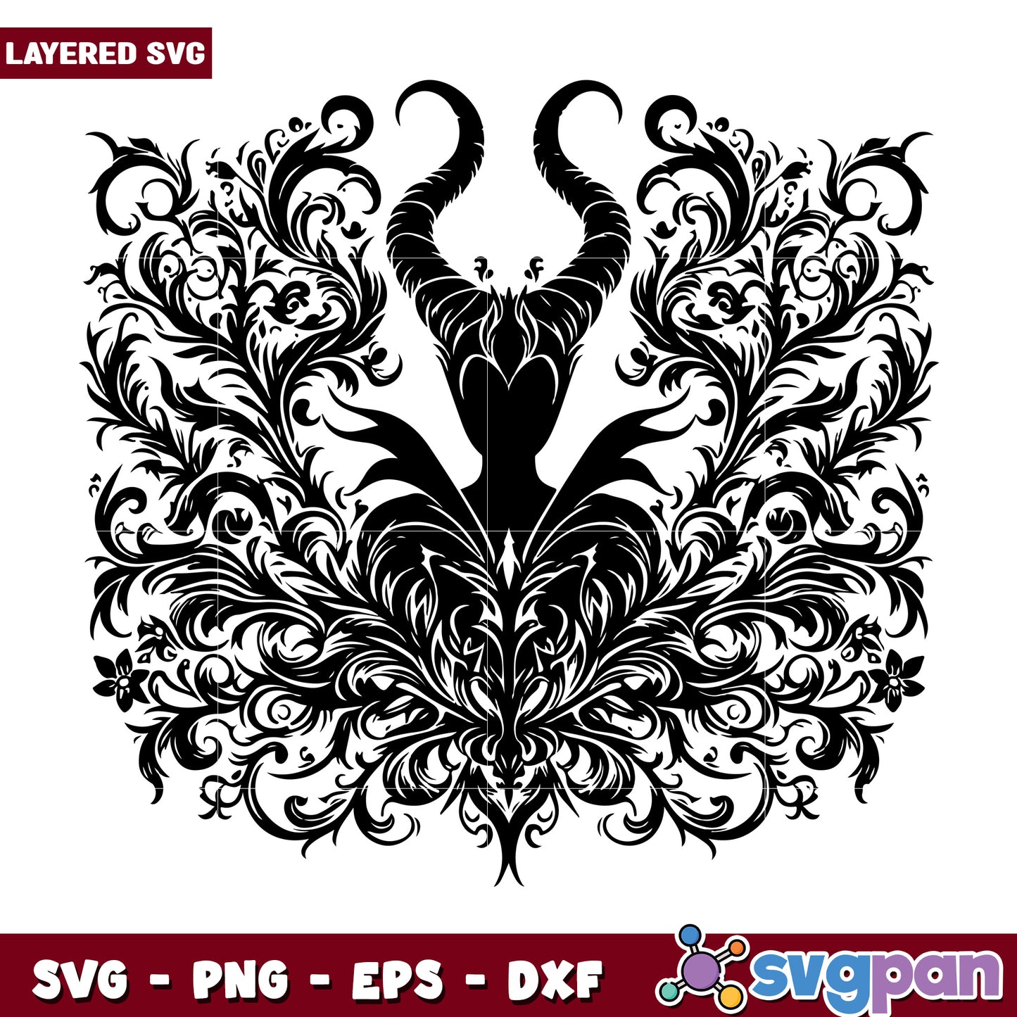 Floral Evil Queen Silhouette SVG