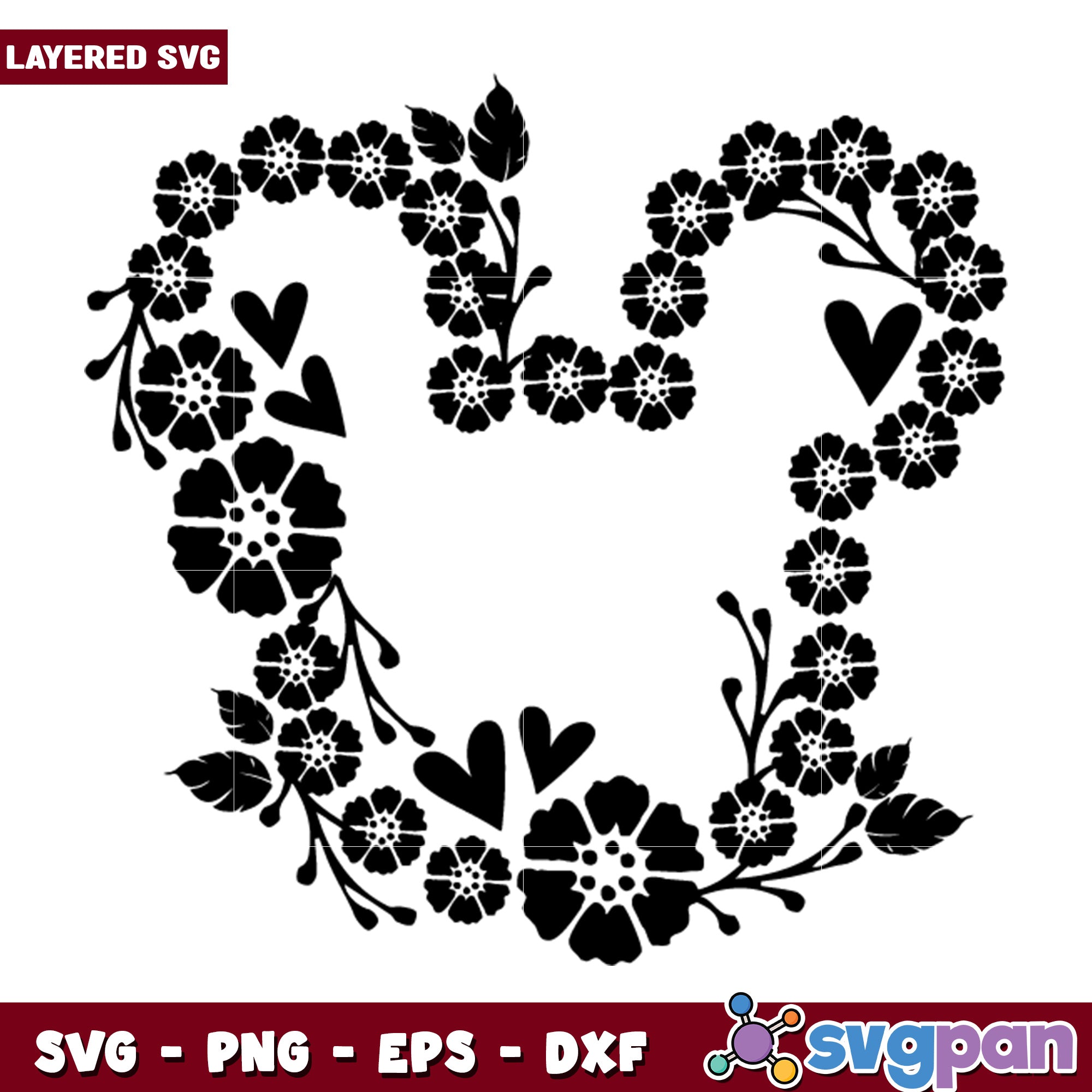 Floral Heart SVG Cut File – svgpan