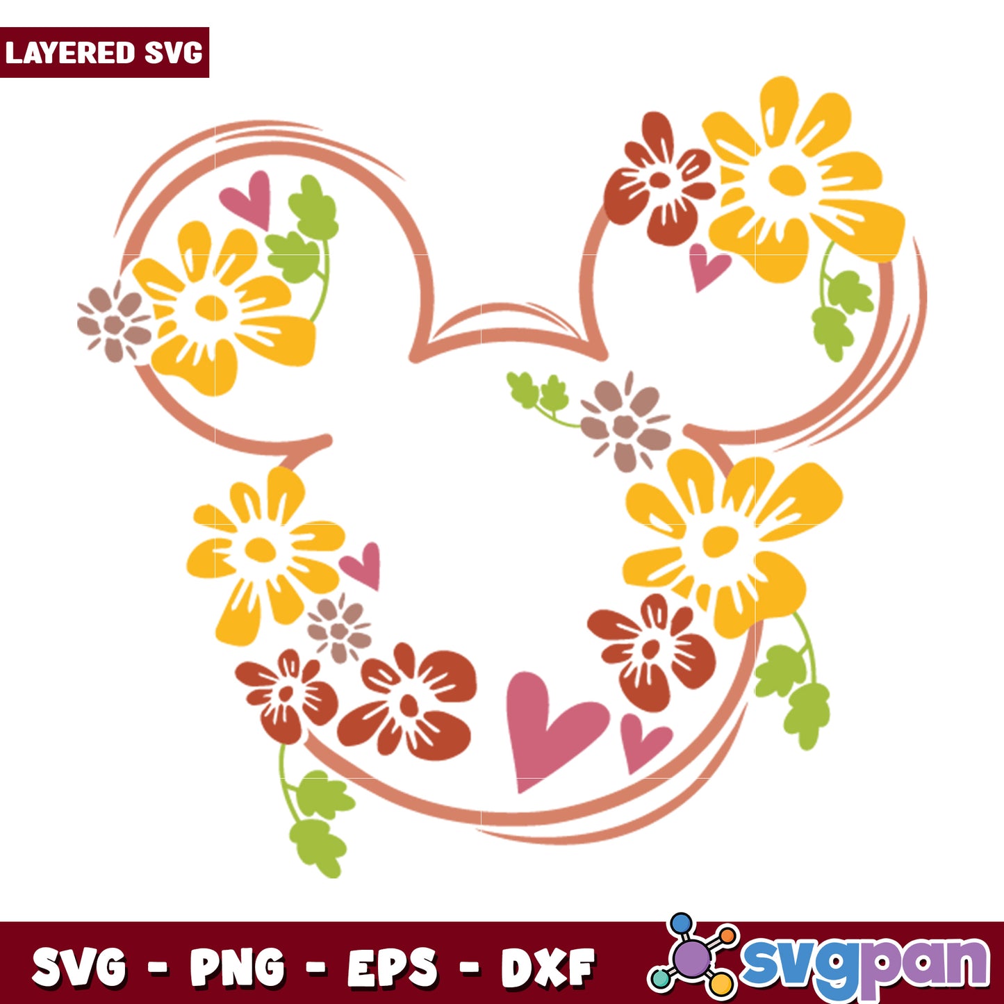 Floral Mickey Mouse SVG Design for Creative Projects