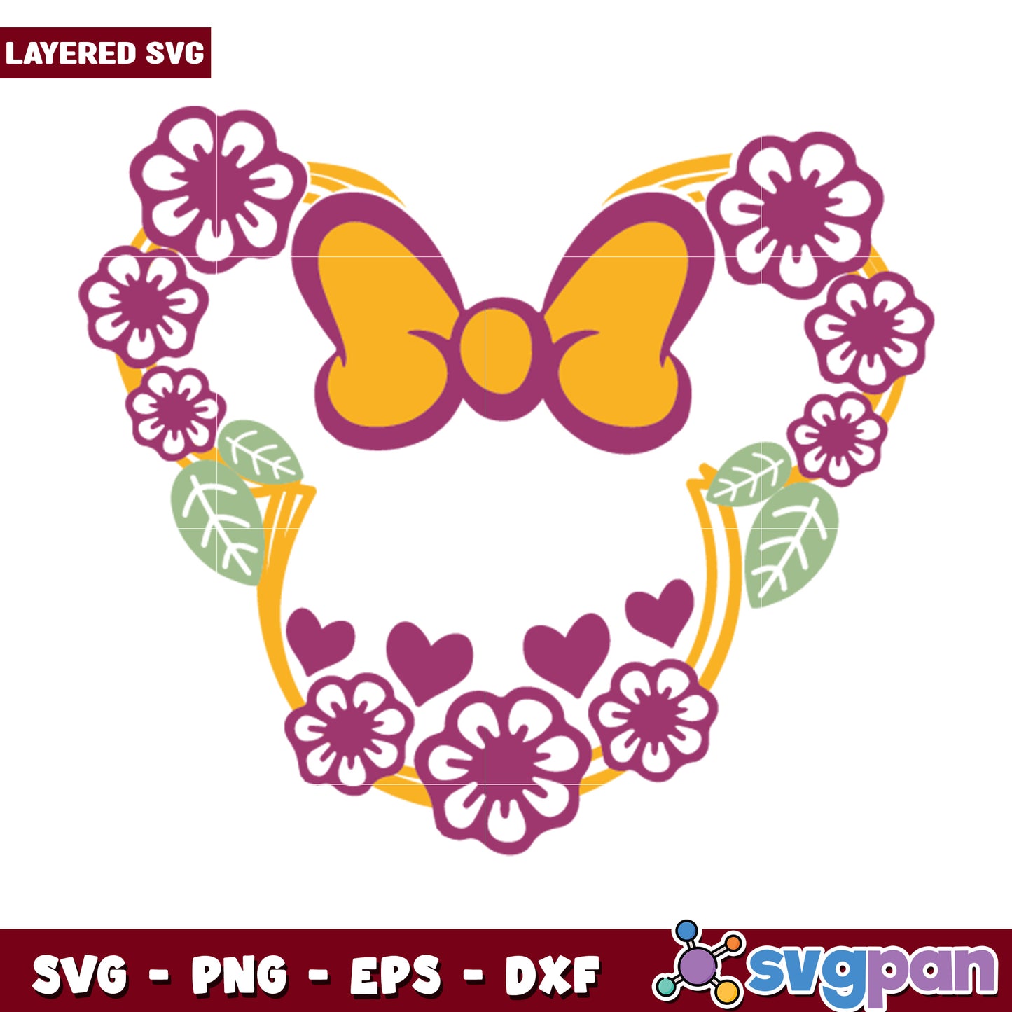 Floral Minnie Mouse Bow SVG