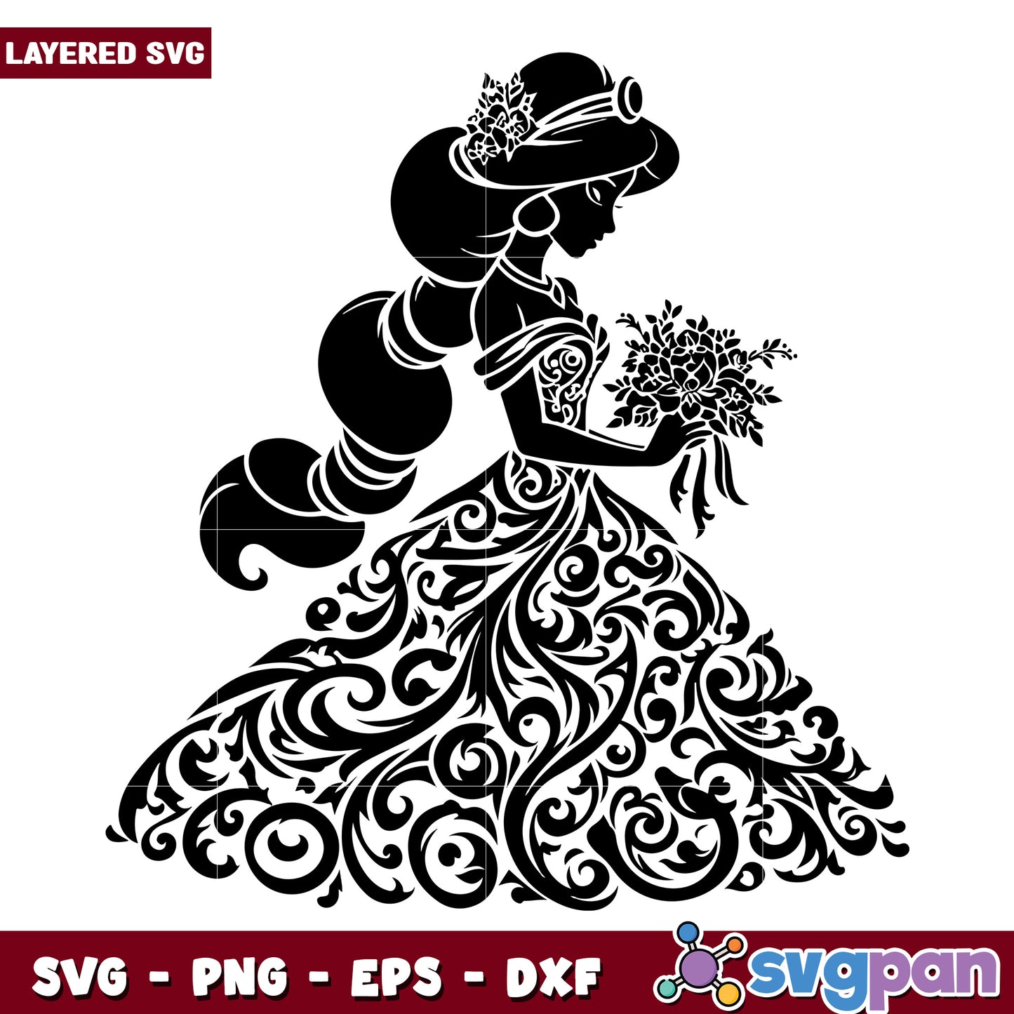 Floral Princess SVG Cut File