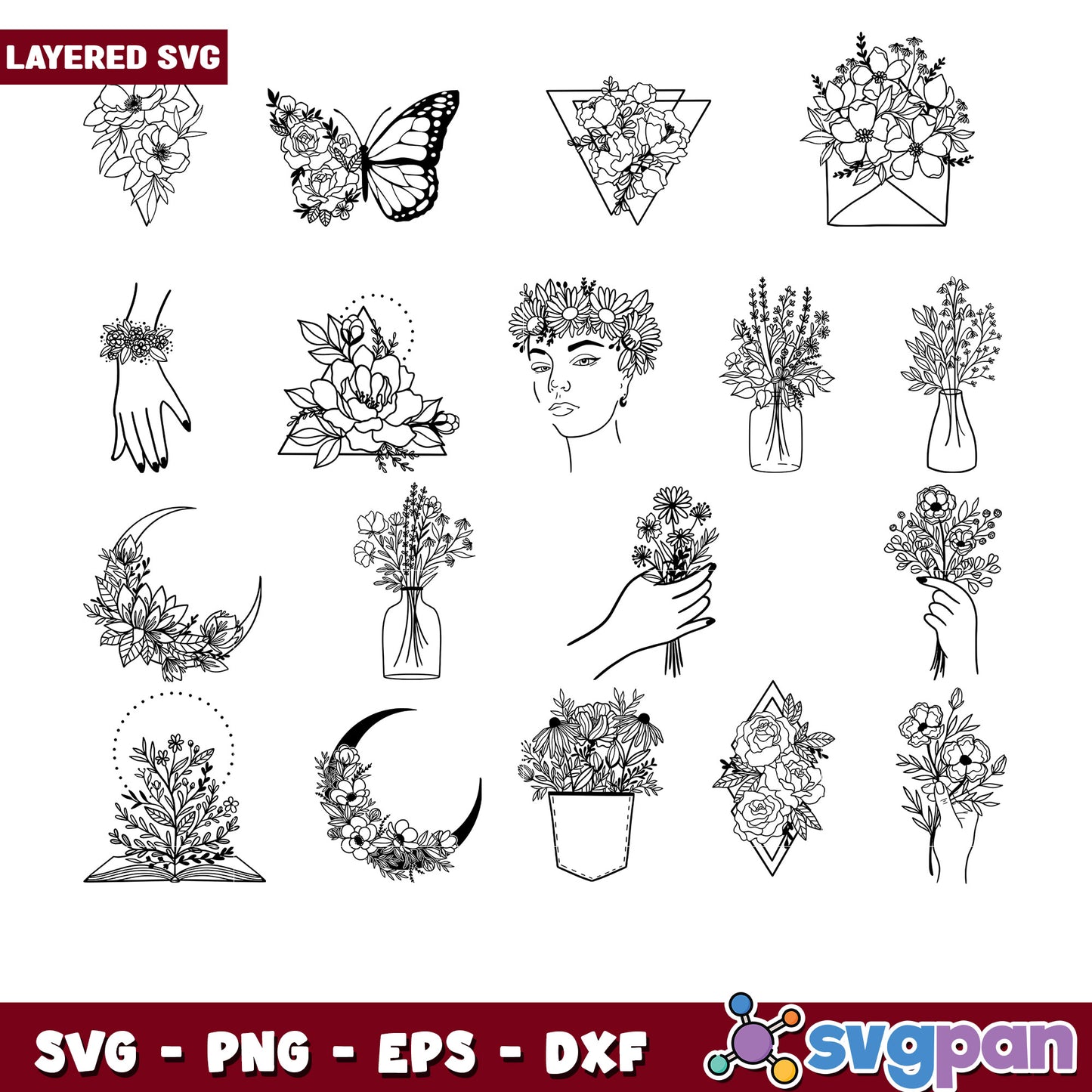 Floral SVG Bundle 15 Layered Designs