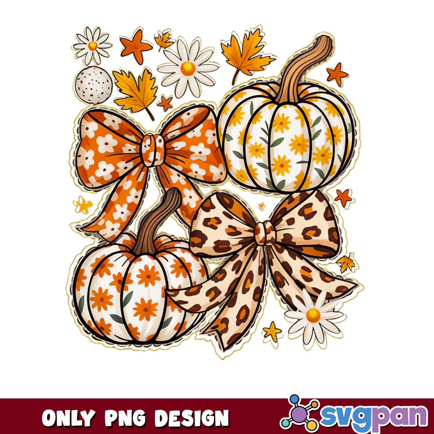Floral Pumpkin Coquette Bow Fall PNG, Autumn Pumpkin PNG, Halloween PNG