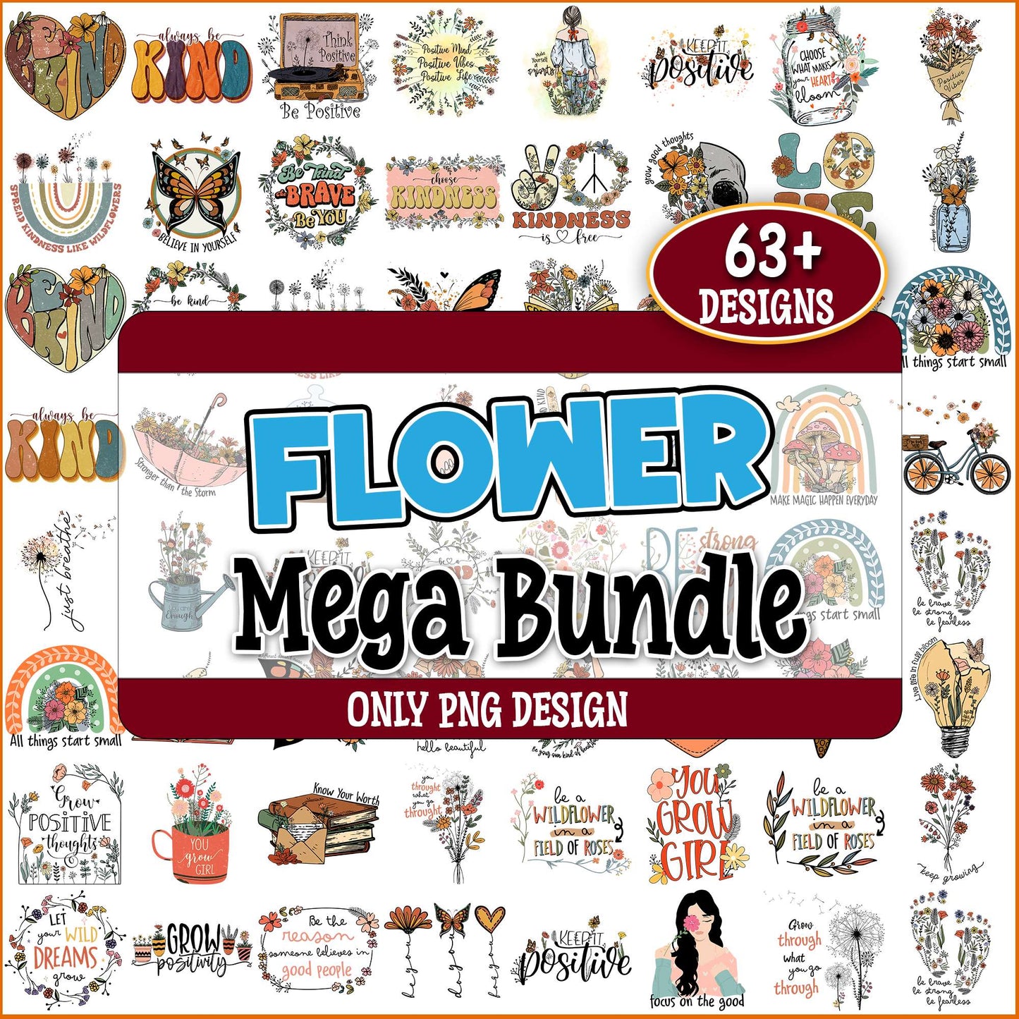 Flower positive png bundle