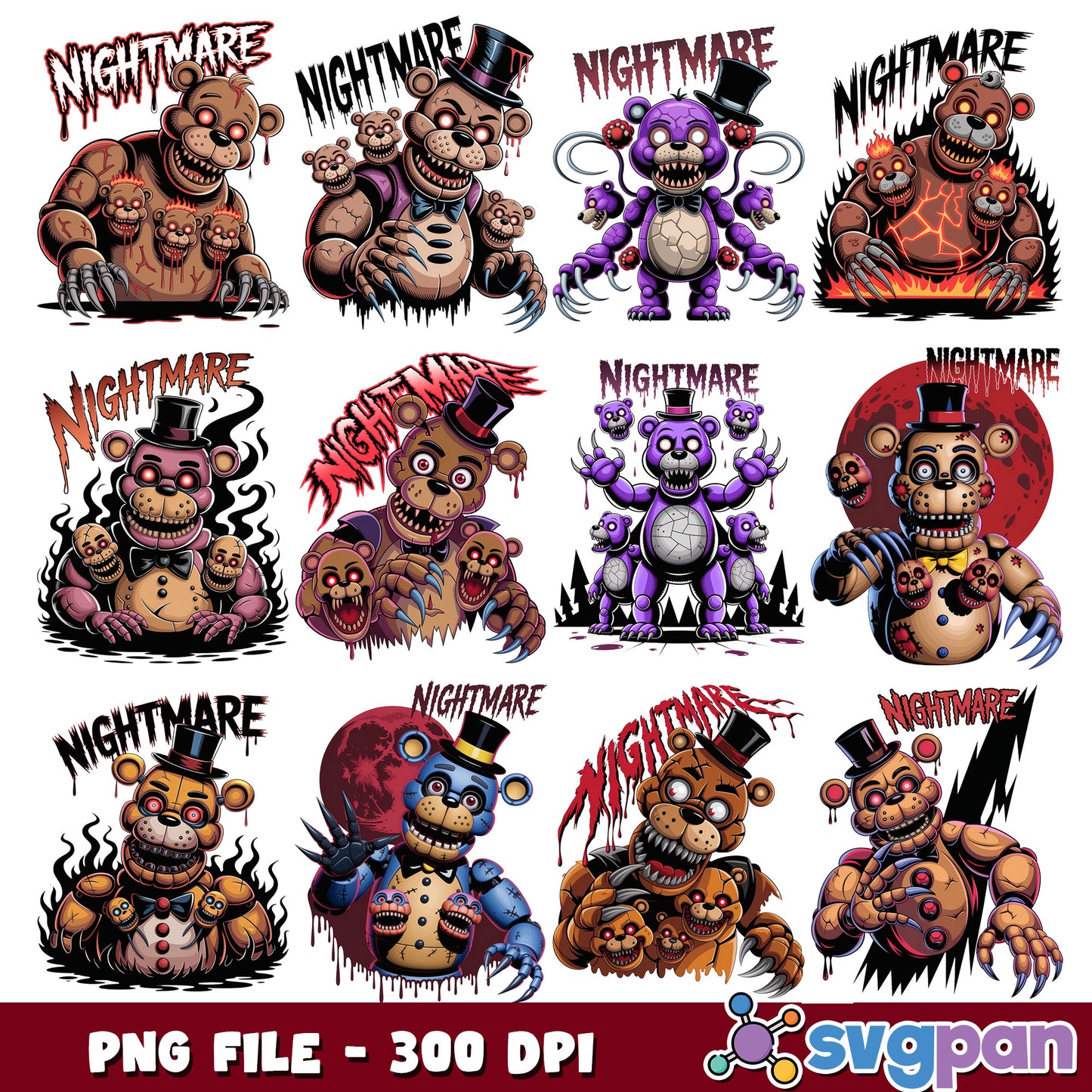 Fnaf nightmare design png bundle, five nights at freddys png, horror games png