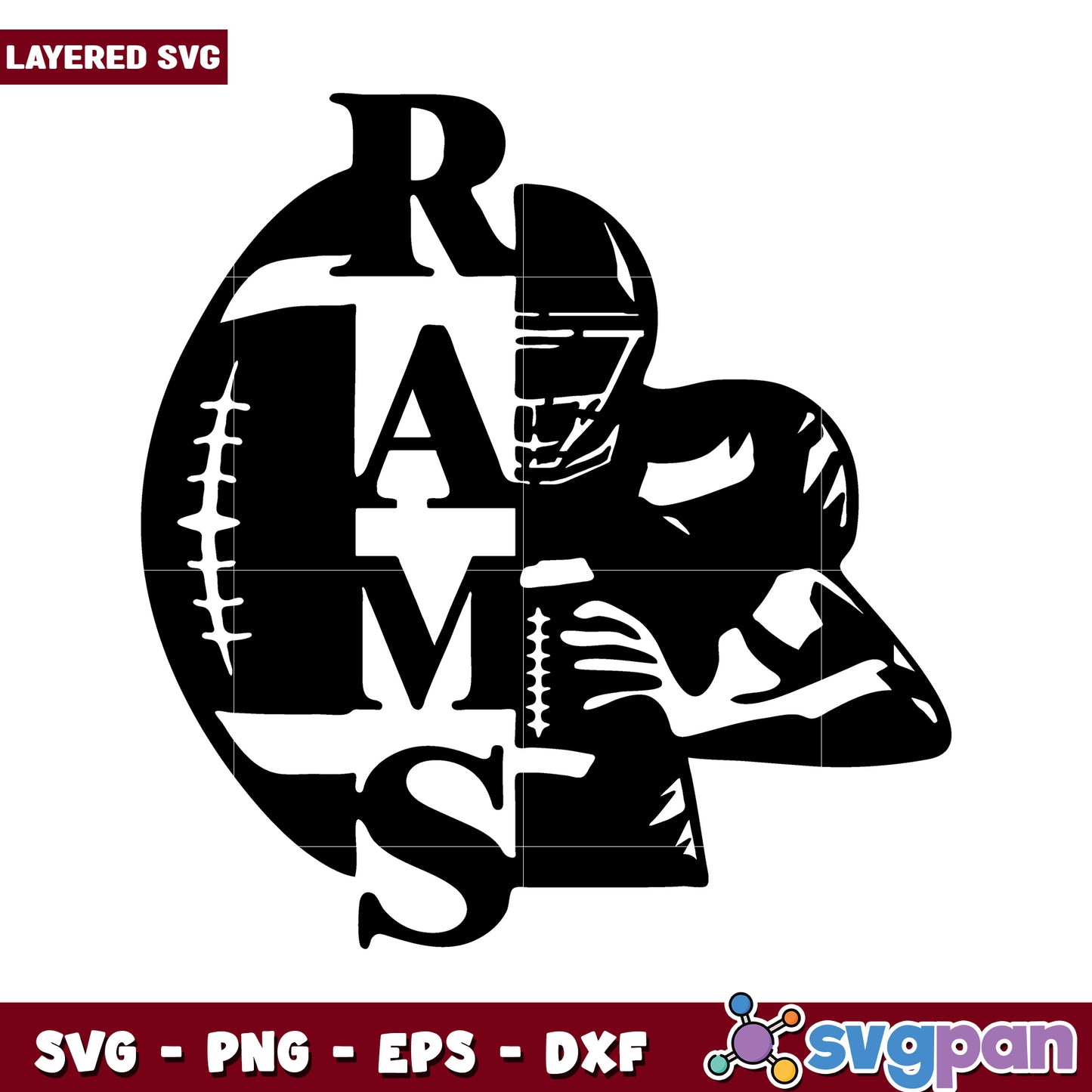 Football Player with Rams Design, Perfect for Layered SVG Projects