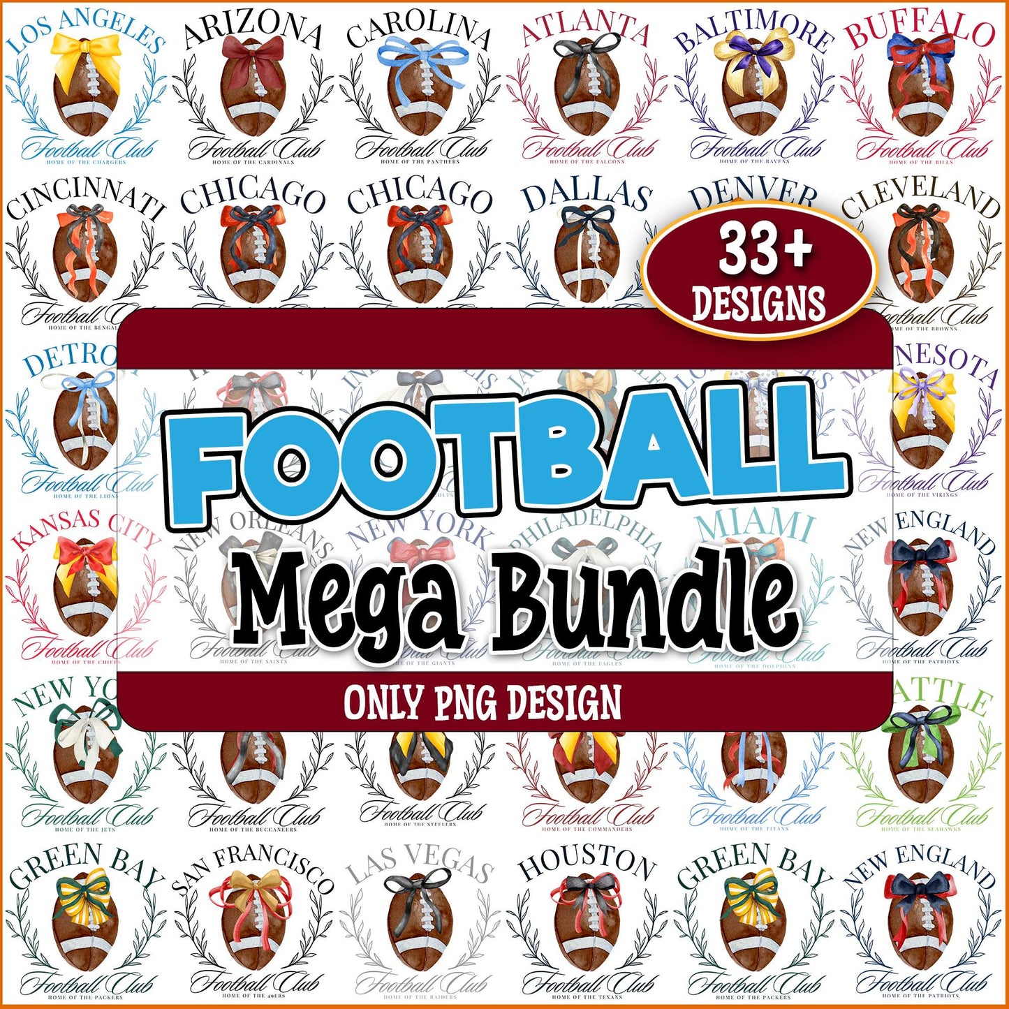 Football club bow png bundle
