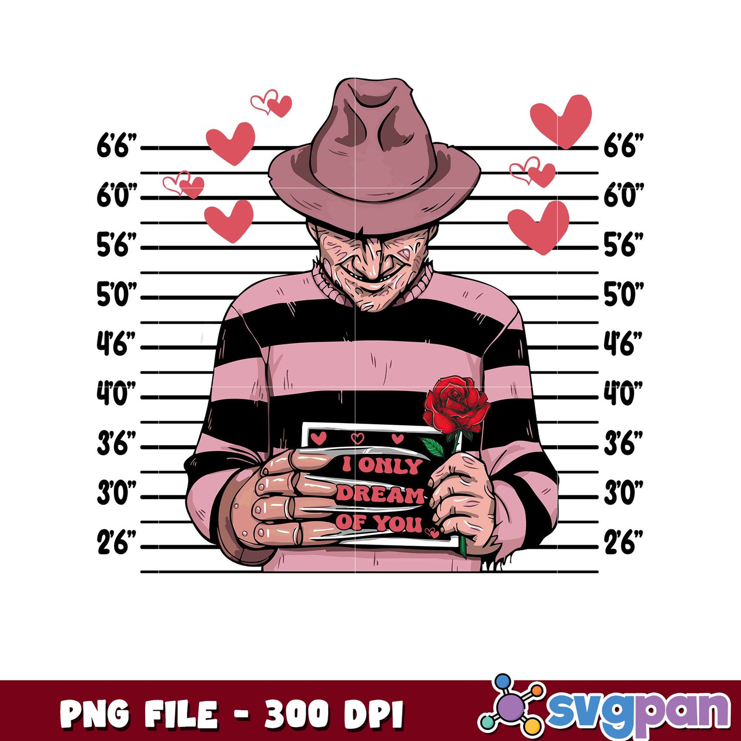 Freddy Krueger themed PNG design for fans, perfect for gifts