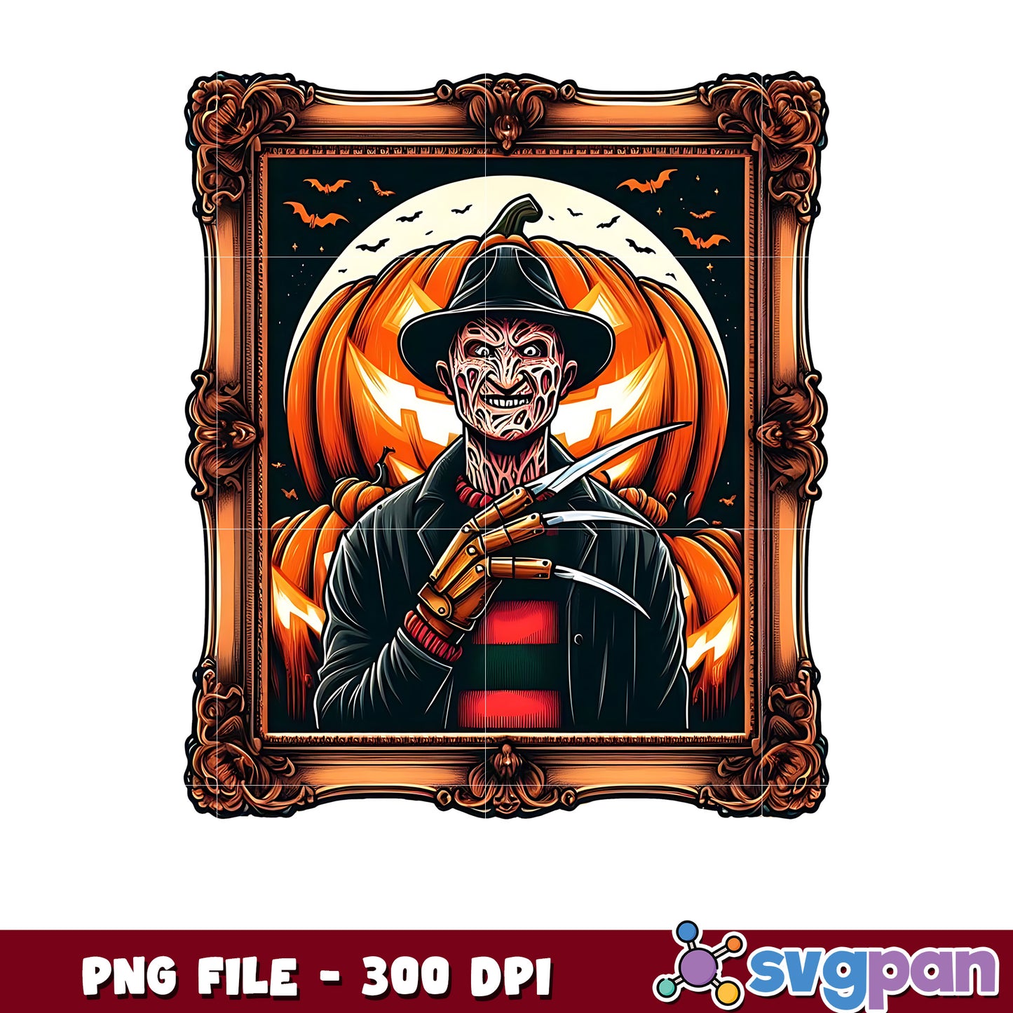 Freddy kruger halloween picture frame png, trick or treat png, halloween holiday png