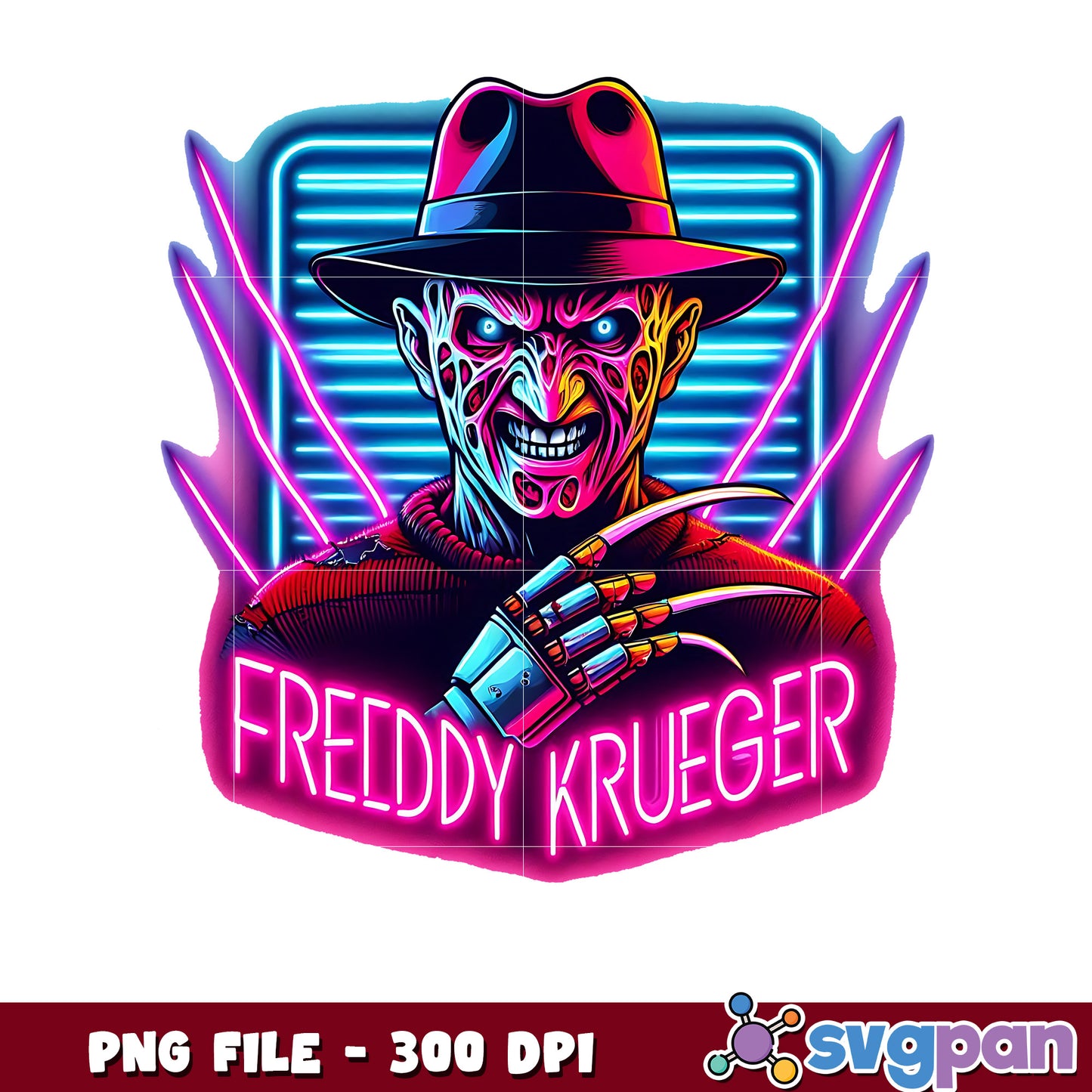 Freddy kruger neon design png, halloween design png, halloween pumpkin png