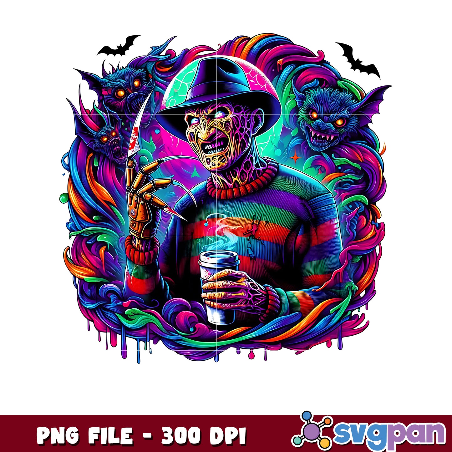 Freddy kruger png, spooky halloween png, halloween candy png