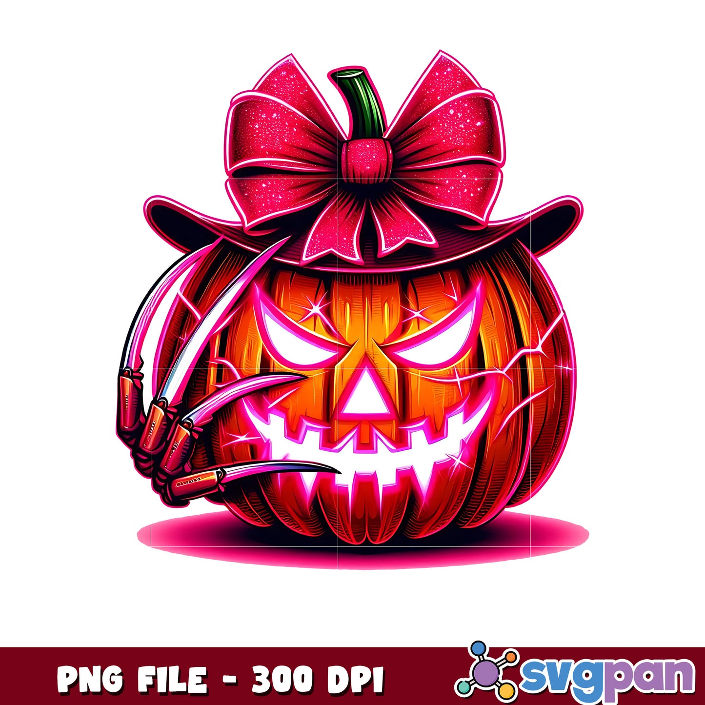 Freddy pumkin neon design png, halloween design png, halloween pumpkin png