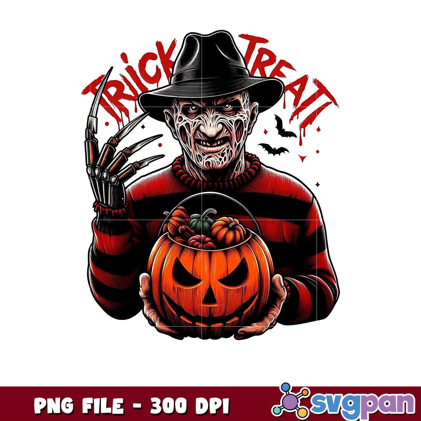Freddy trick or treat png, halloween art png, halloween killers png