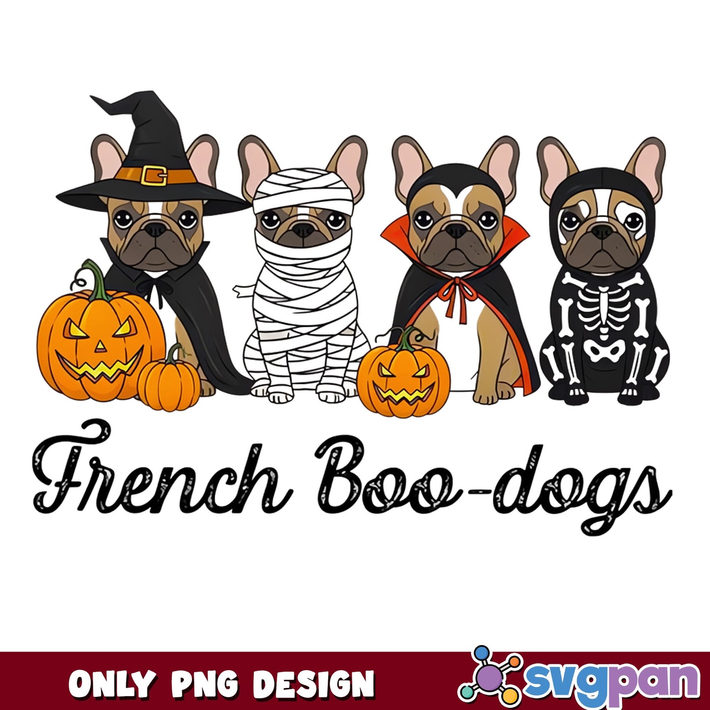 French Boo-dogs Halloween PNG, French Bulldog Halloween PNG, Dog PNG