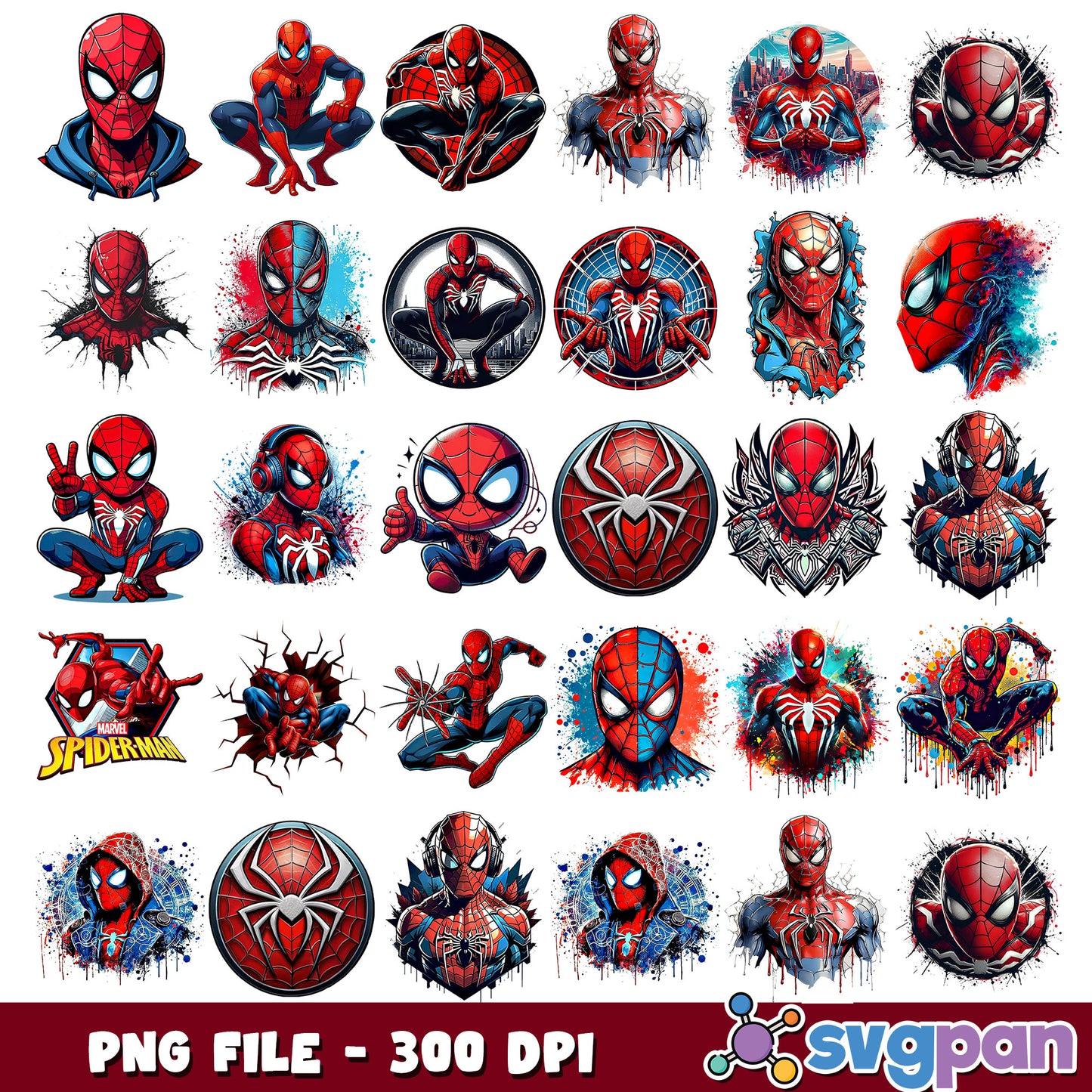 Friendly spidey design png bundle