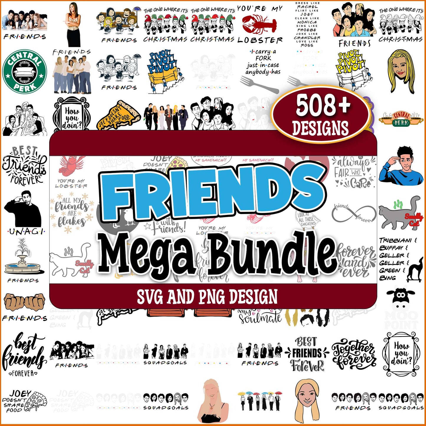Friends funny quotes svg bundle