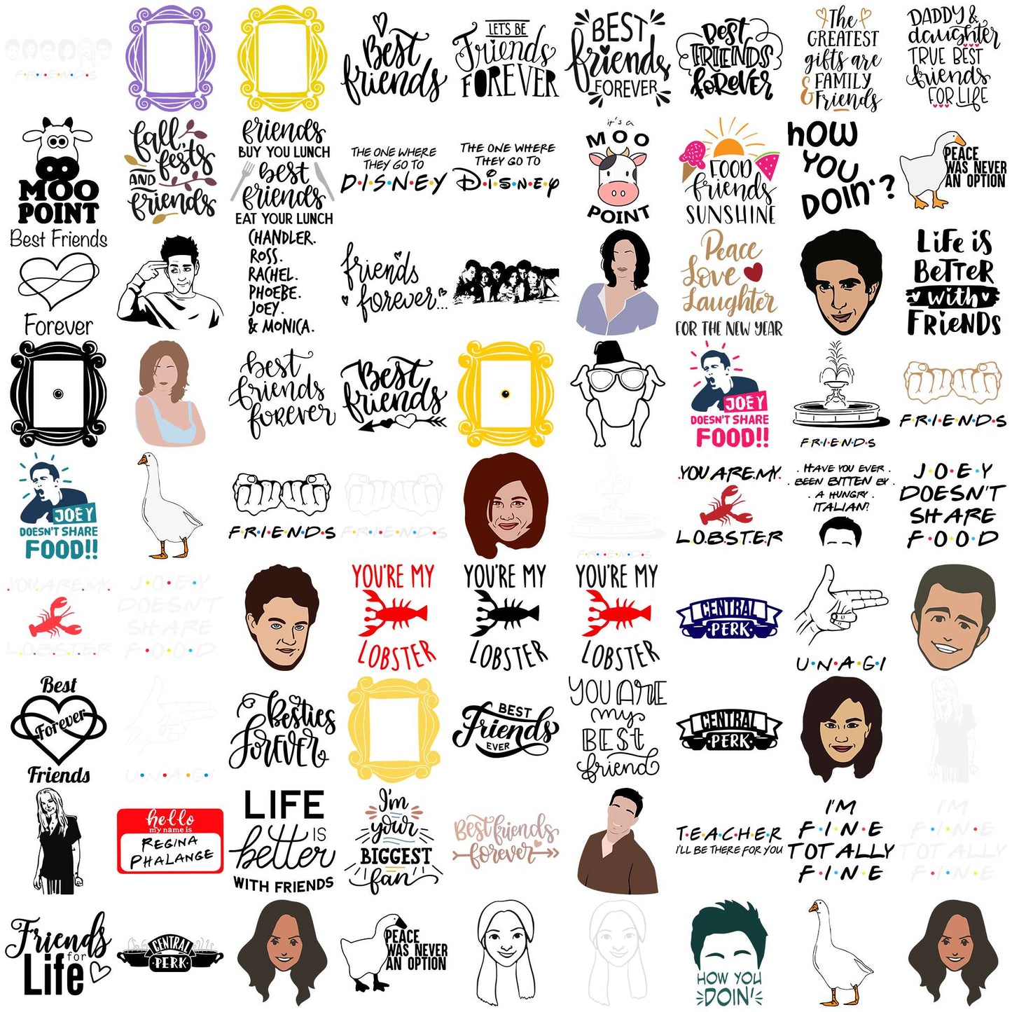 Friends funny quotes svg bundle, friends svg, words with friends svg