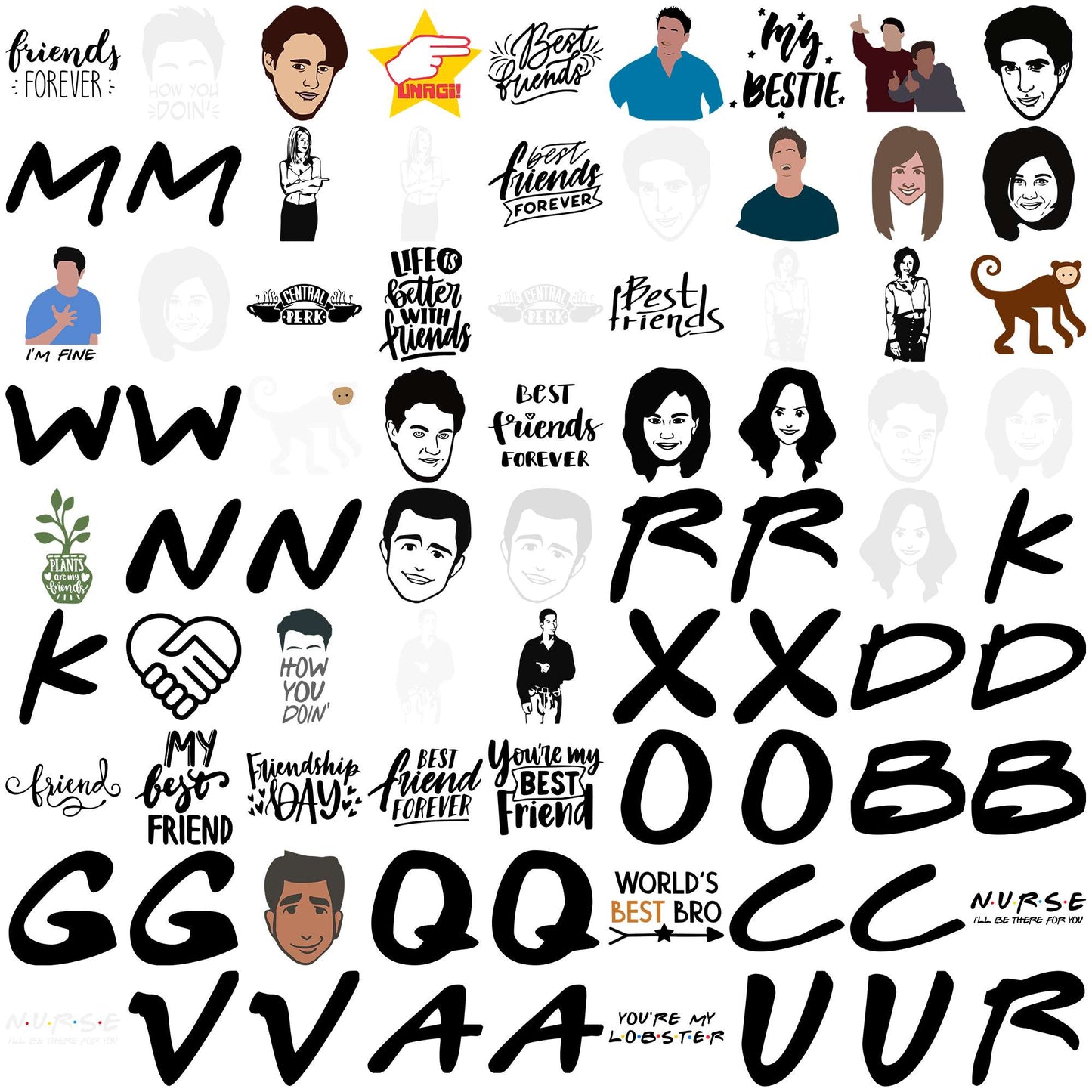 Friends funny quotes svg bundle, friends svg, words with friends svg