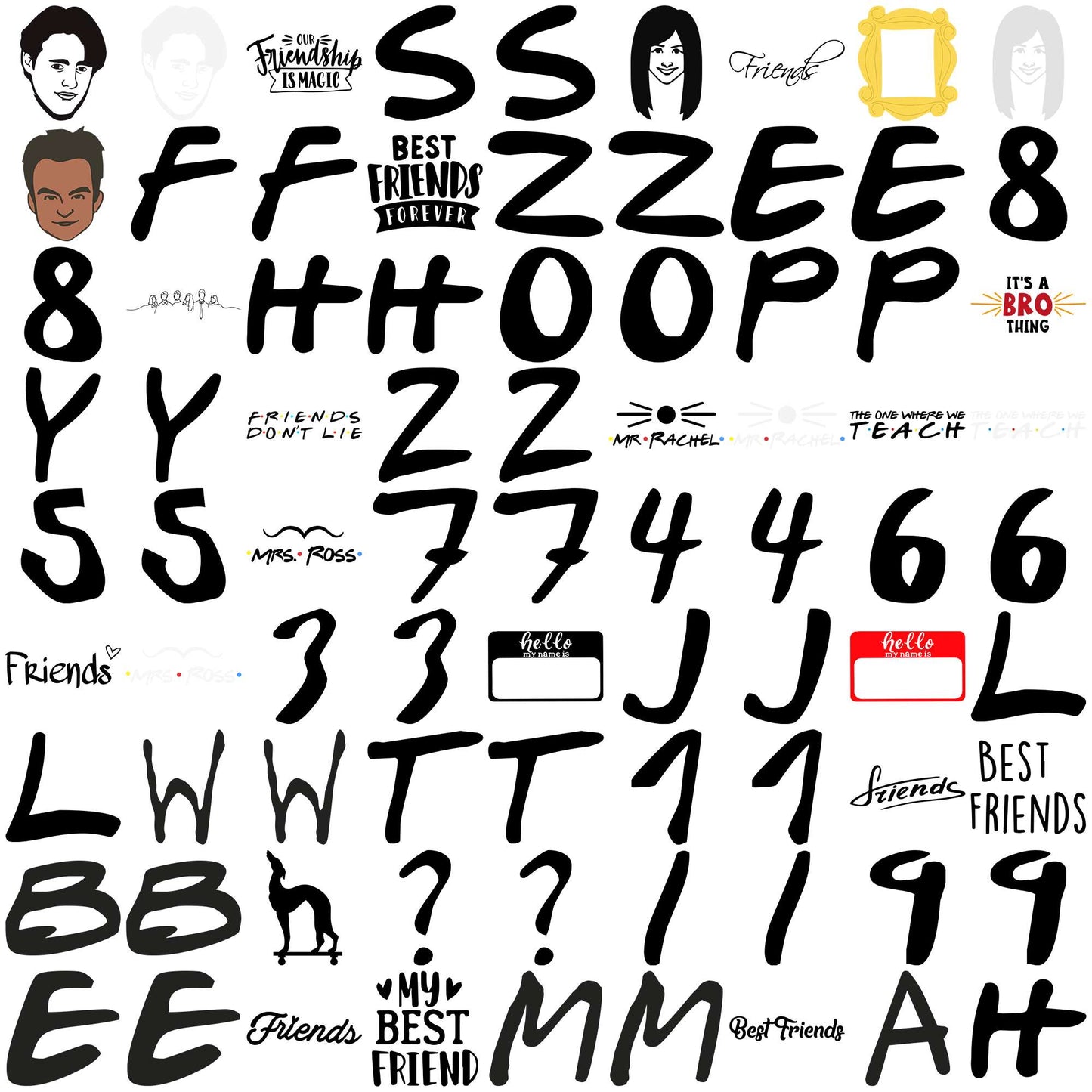 Friends funny quotes svg bundle, friends svg, words with friends svg