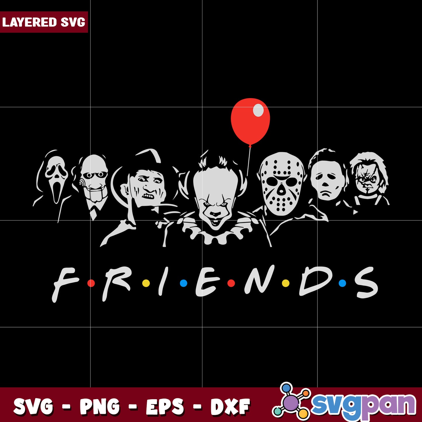Friends horror svg, halloween killers nights svg, spookycharacters svg