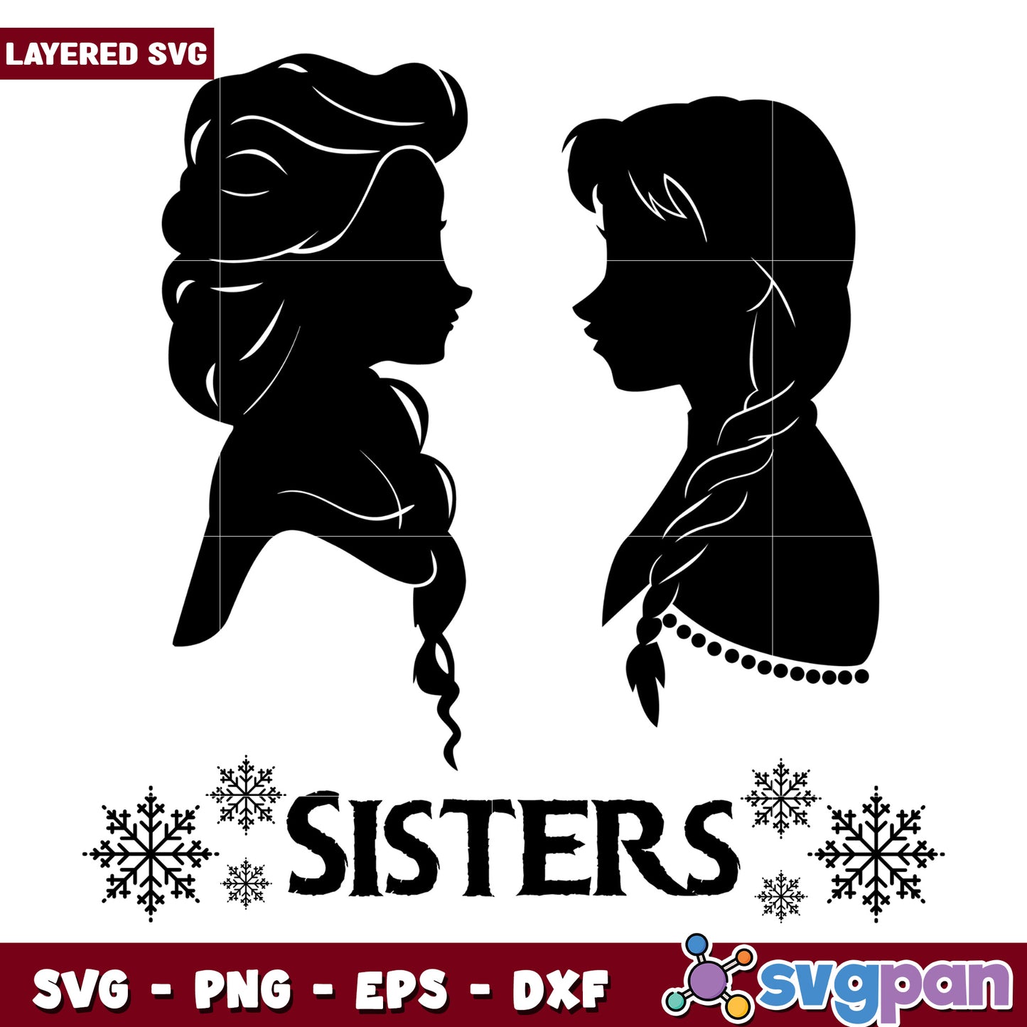 Frozen Sisters Silhouette SVG