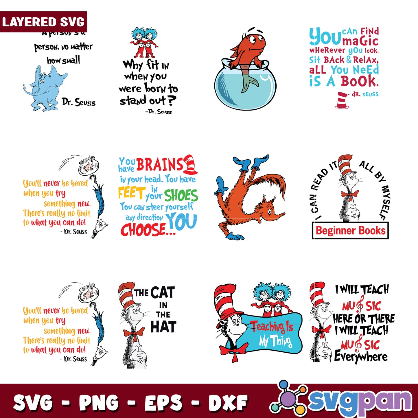 Fun Dr. Seuss Inspired SVG Bundle for Creative Projects