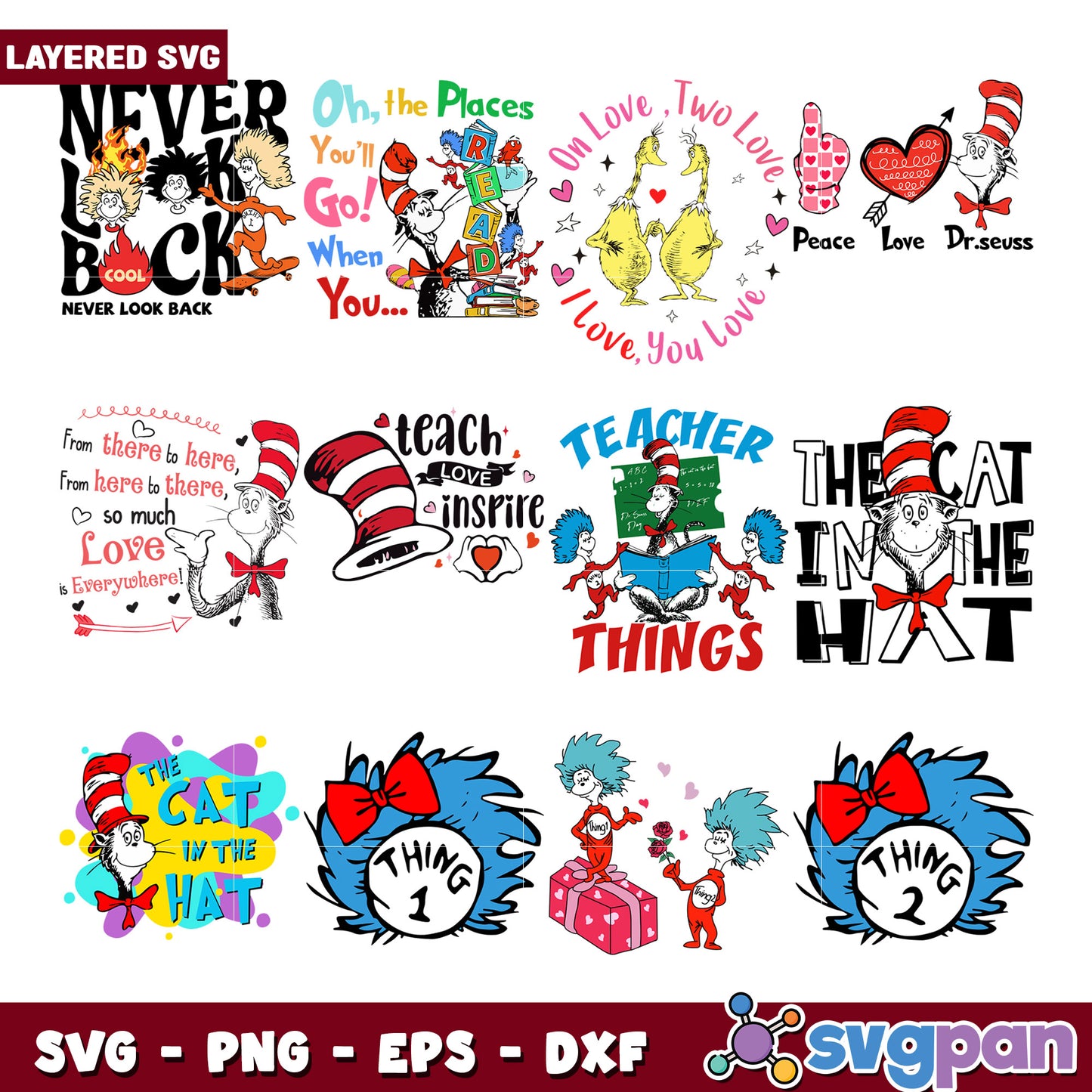 Fun Dr Seuss Inspired SVG Bundle for Creative Projects
