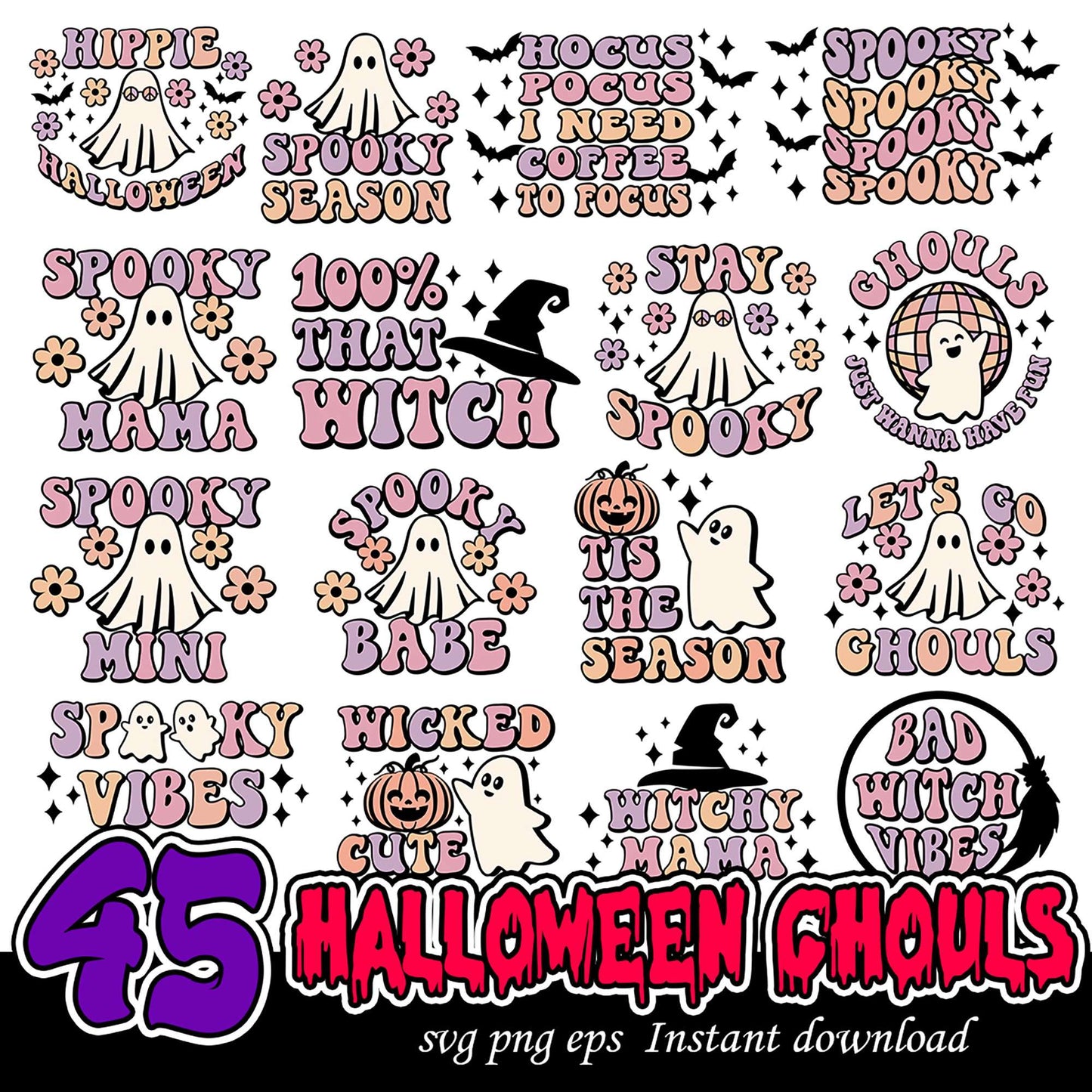 Fun Halloween Ghouls SVG Bundle for Spooky Season Crafts