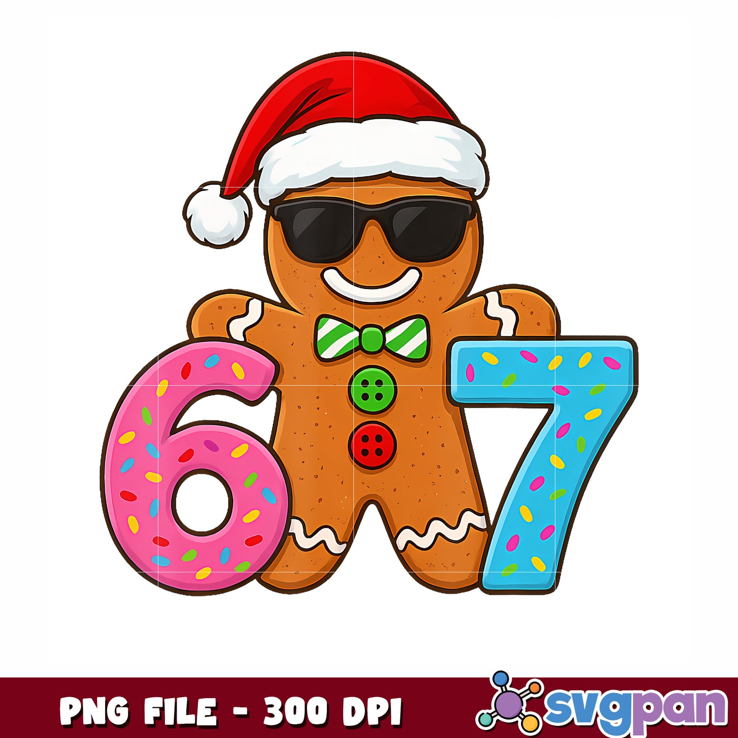Funny Gingerbread Six Seven png, spirit christmas png, funny quotes png