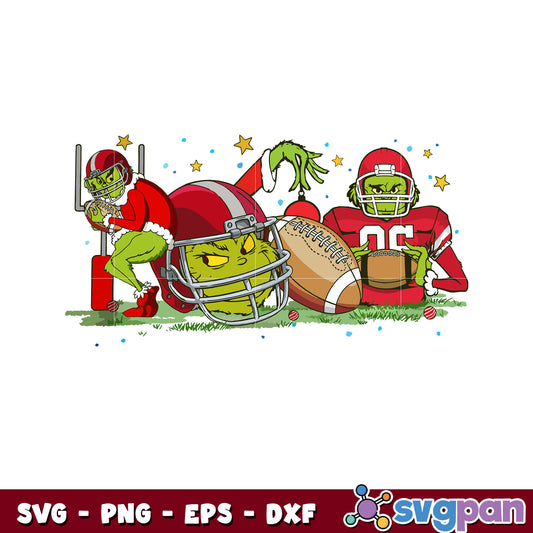 Funny Grinch Football Christmas svg, grinch christmas hat svg