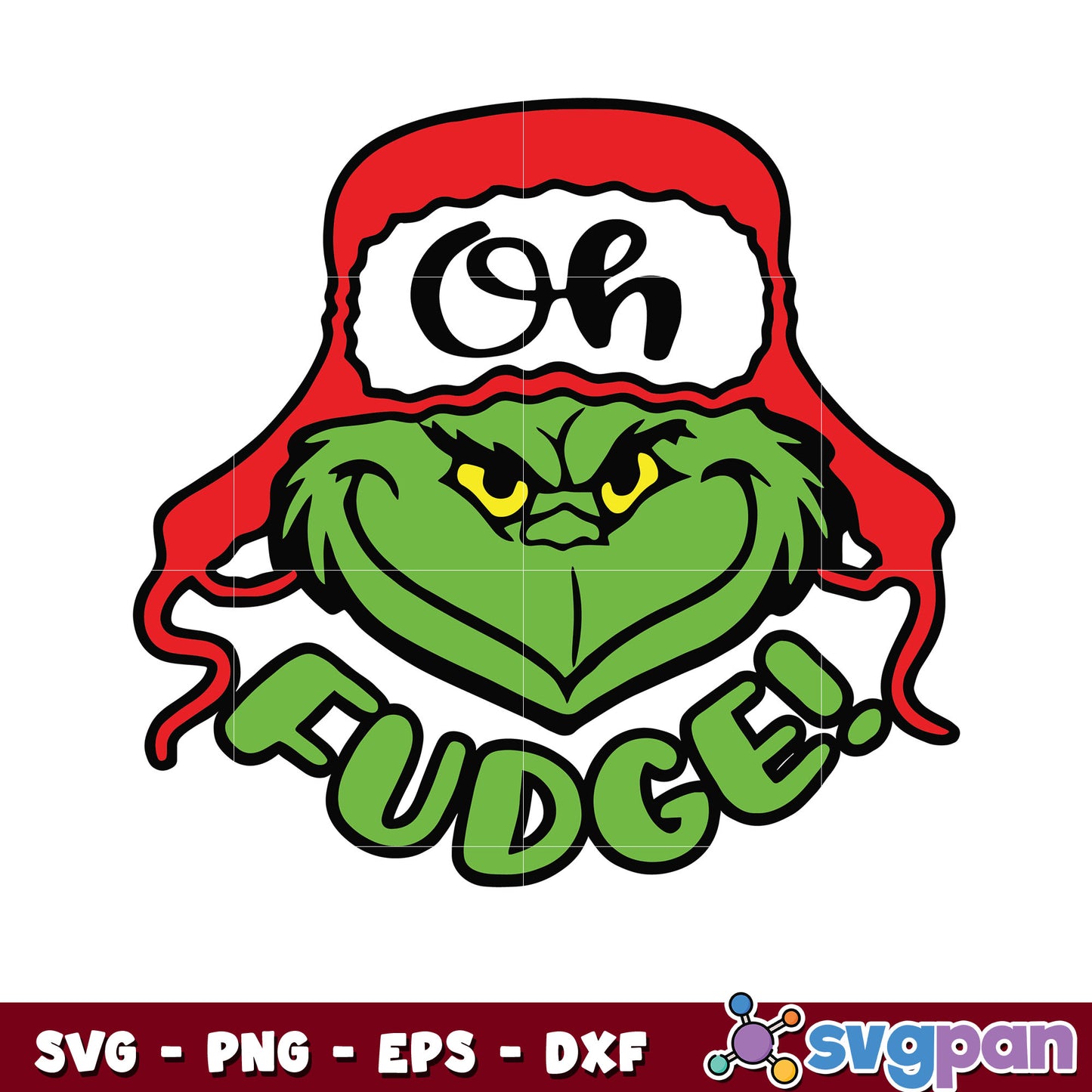 Funny Grinch Oh Fudge svg design, grinch christmas hat svg, grinch svg