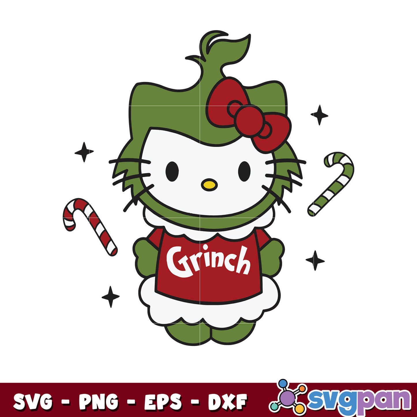 Funny Hello Kitty Grinch Vibe svg, hello kitty grinch svg