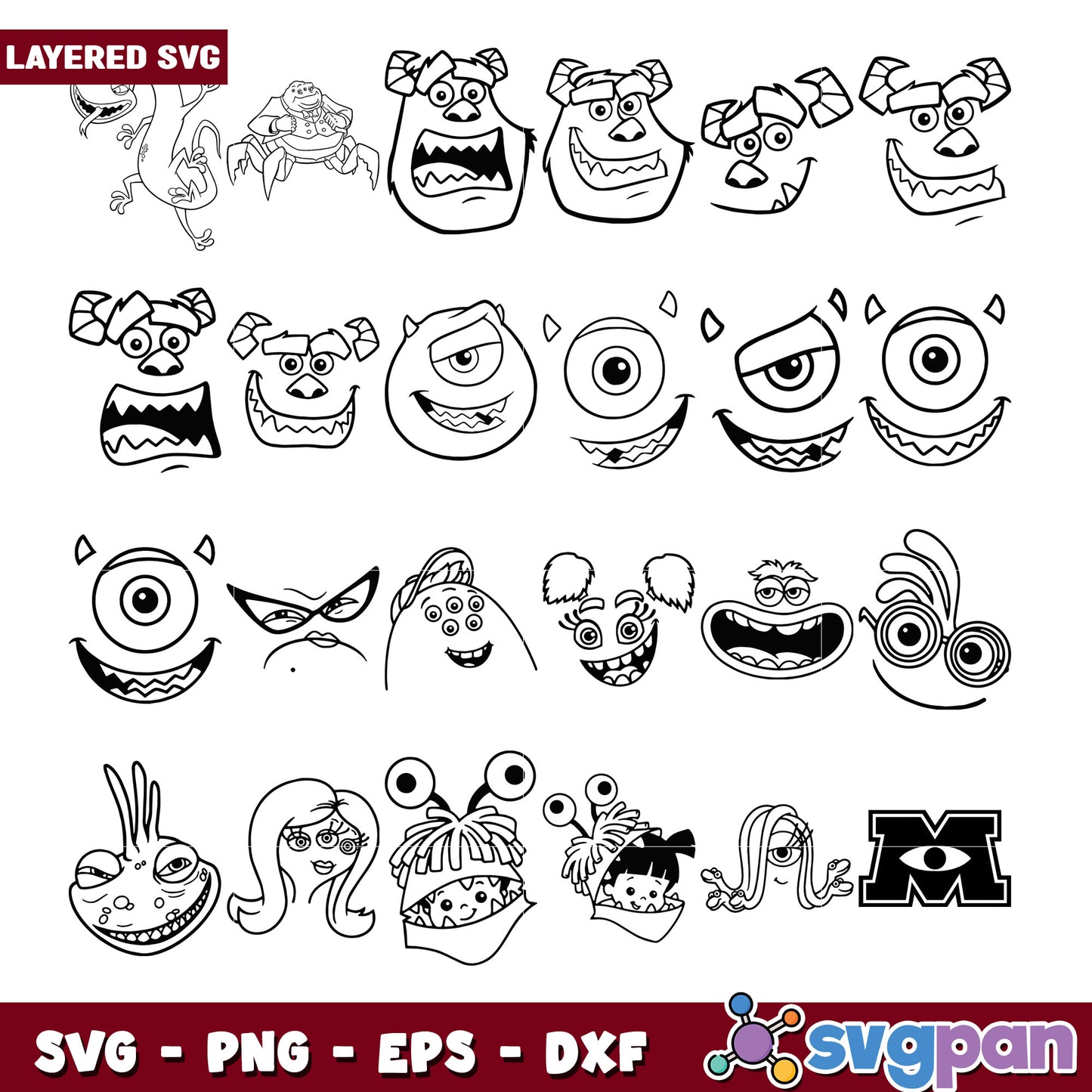 Funny Monster Faces SVG Bundle for DIY Projects
