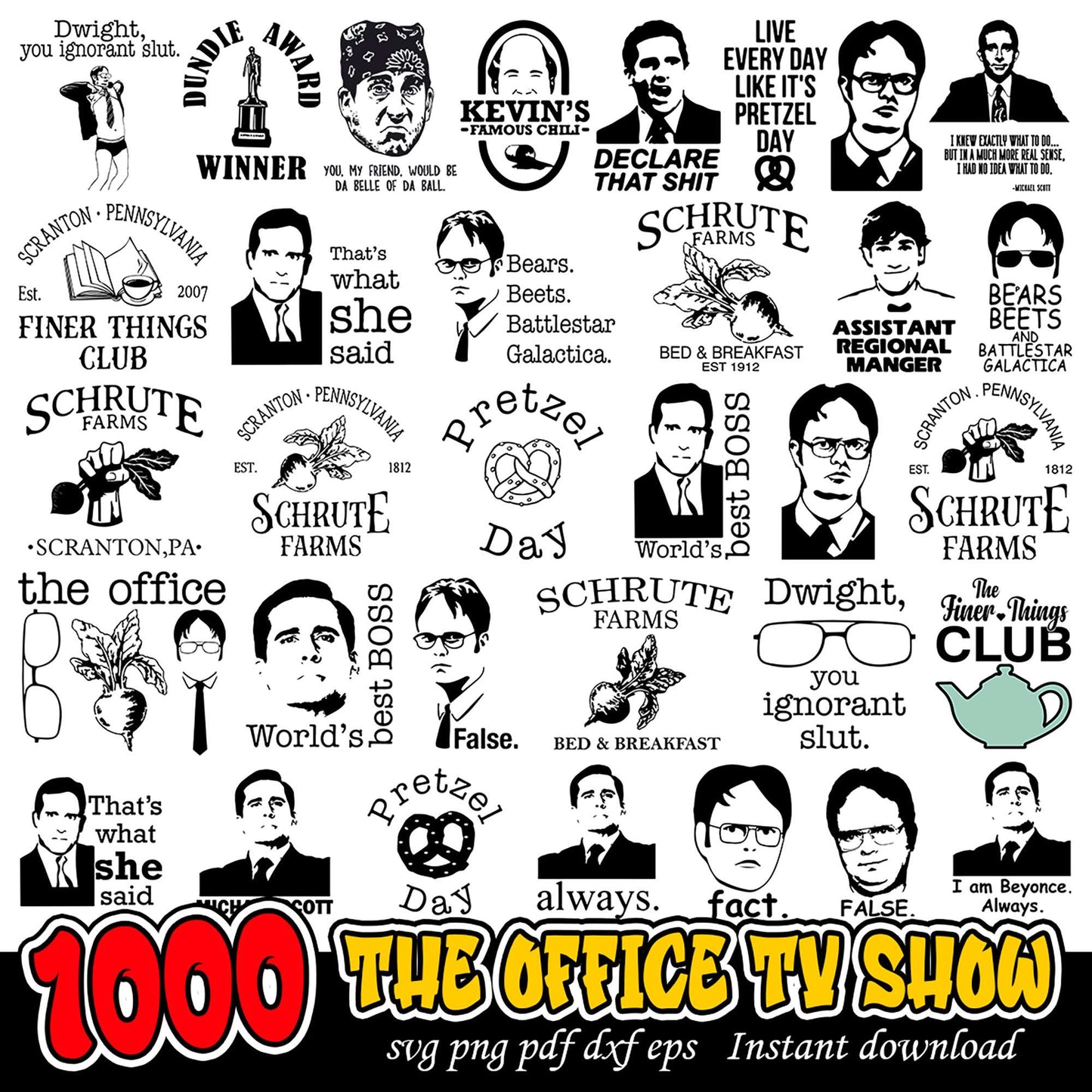 Funny The Office TV Show SVG Bundle for Instant Download