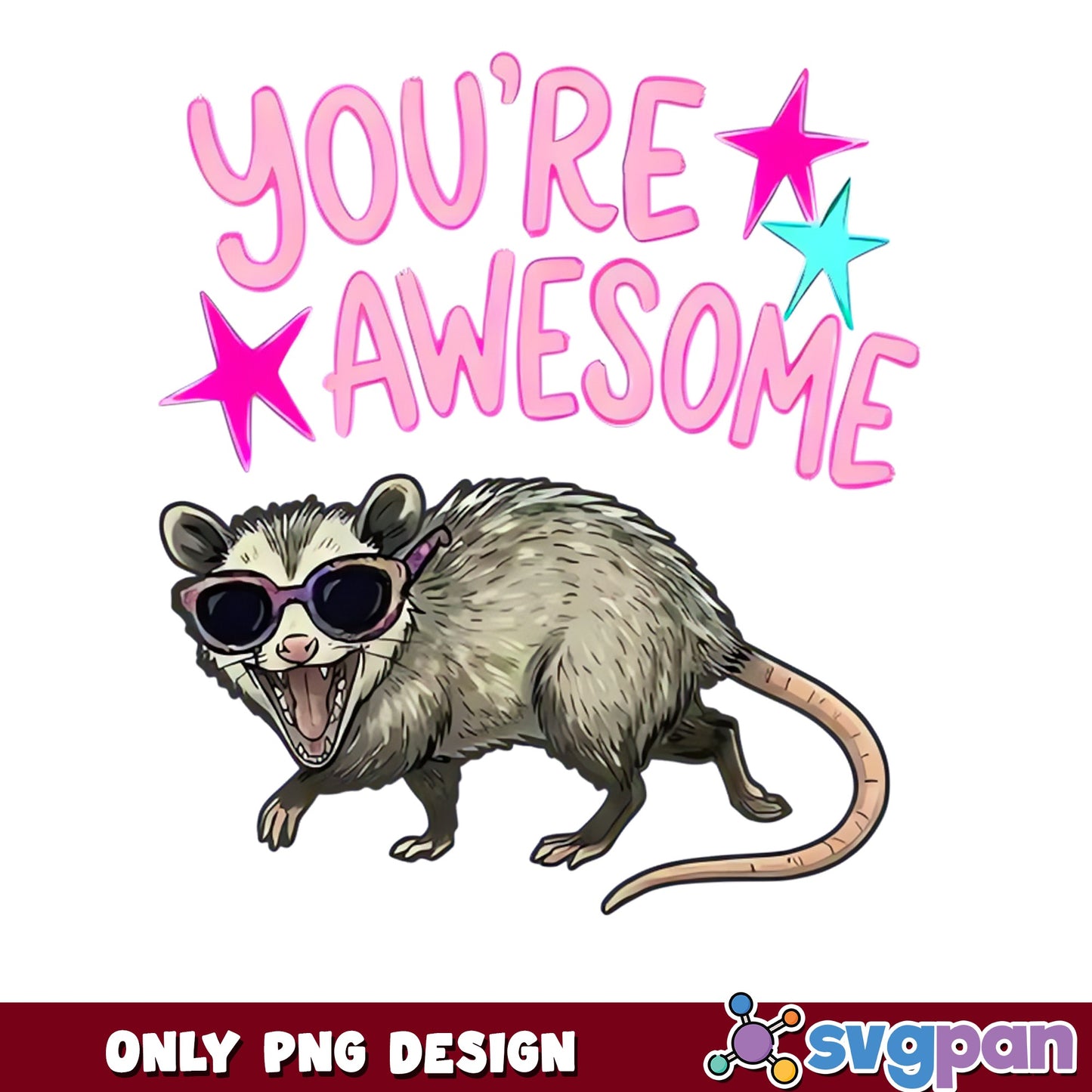 Funny Opossum You Are Awesome PNG, Cool Possum PNG, Motivational PNG