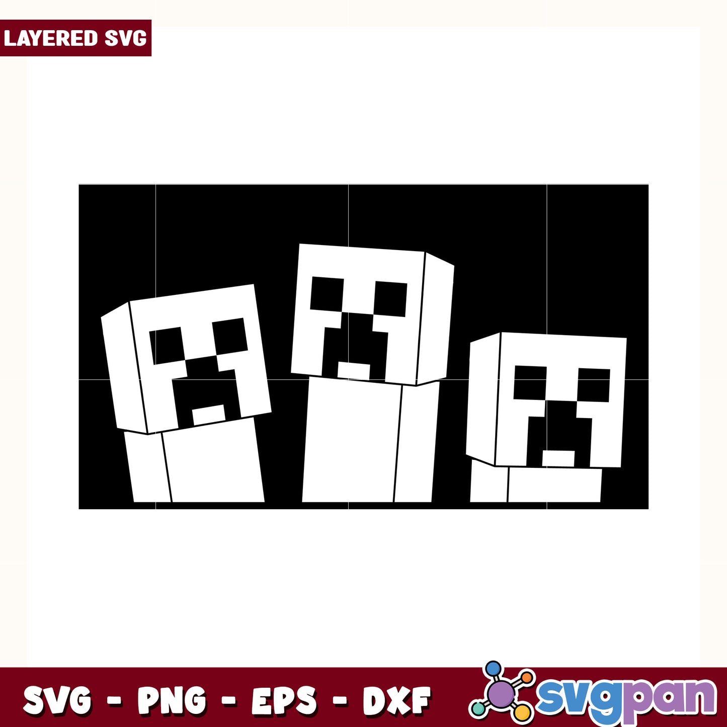Funny creeper black design svg, minecraft game svg, steve minecraft svg