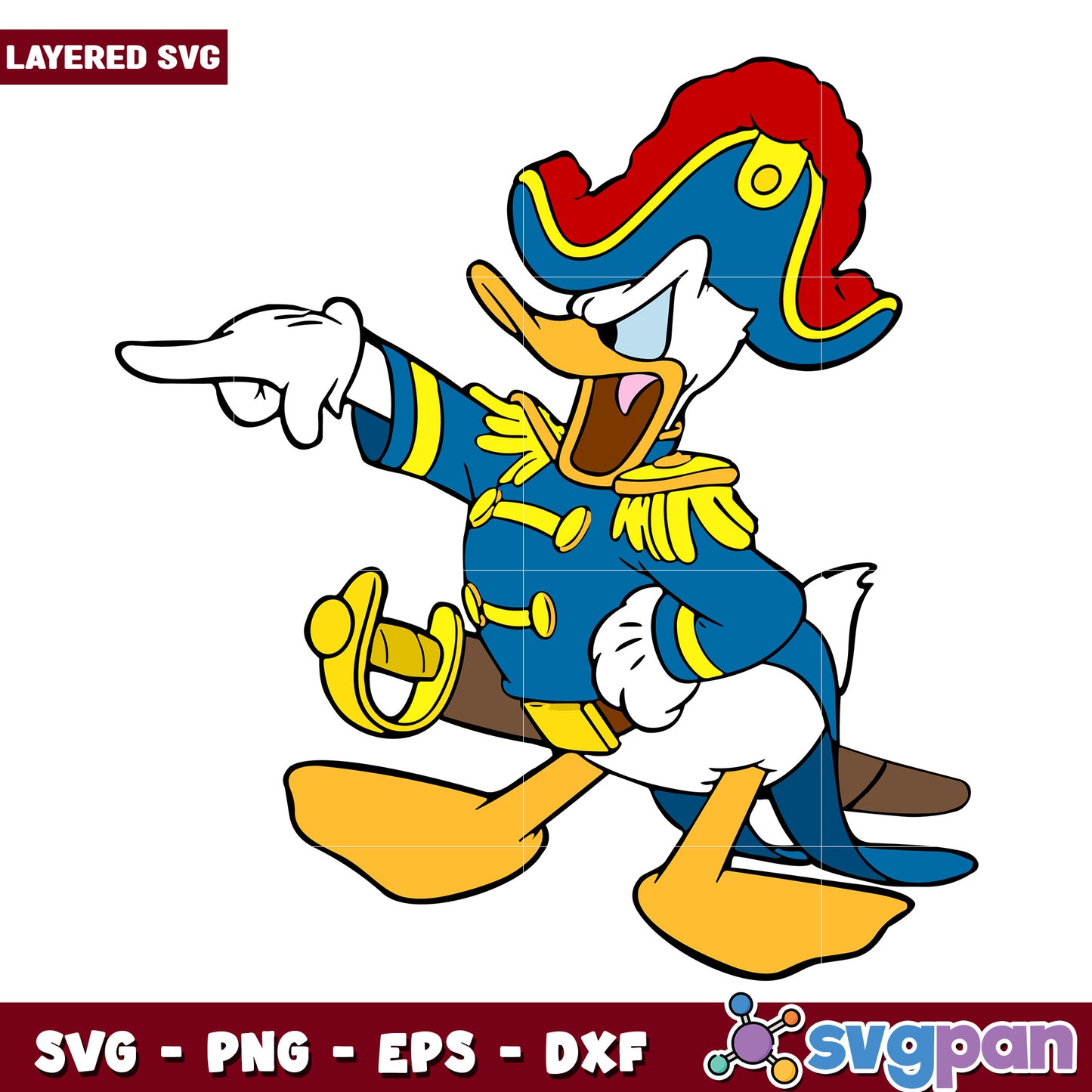 Funny donald duck pirate captain design svg, mickey mouse toys svg, disneyland svg