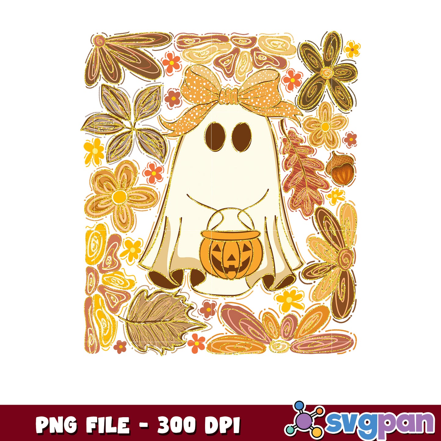 Funny ghost halloween png, halloween candy png, halloween design png