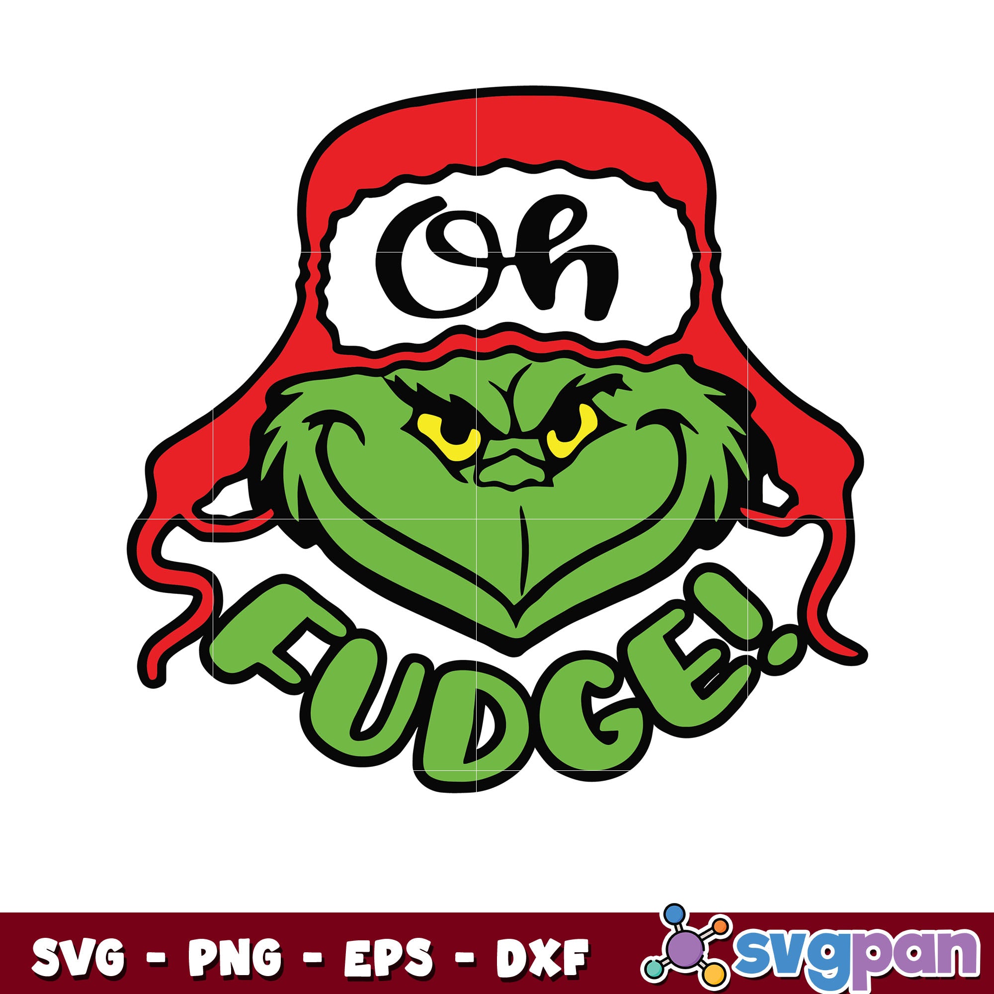 Funny grinch oh fudge svg, grinch head, grinch christmas hat svg - svgpan