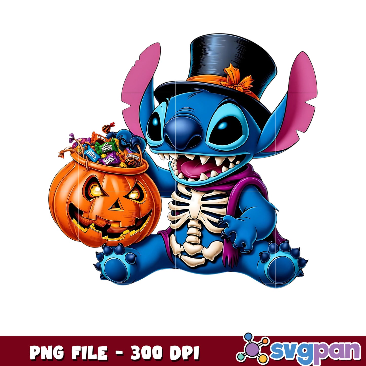 Funny stitch png, spooky autumn png, fall season png