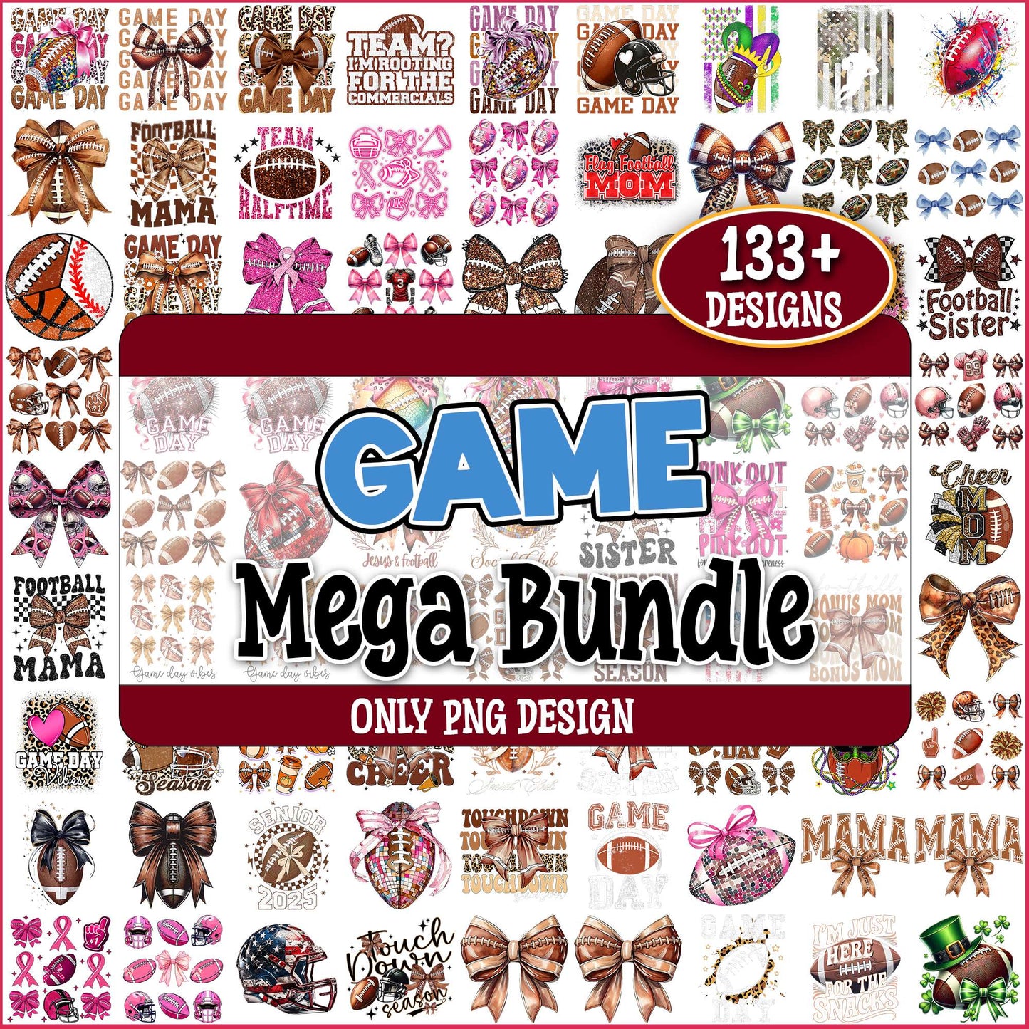 Game day football png bundle