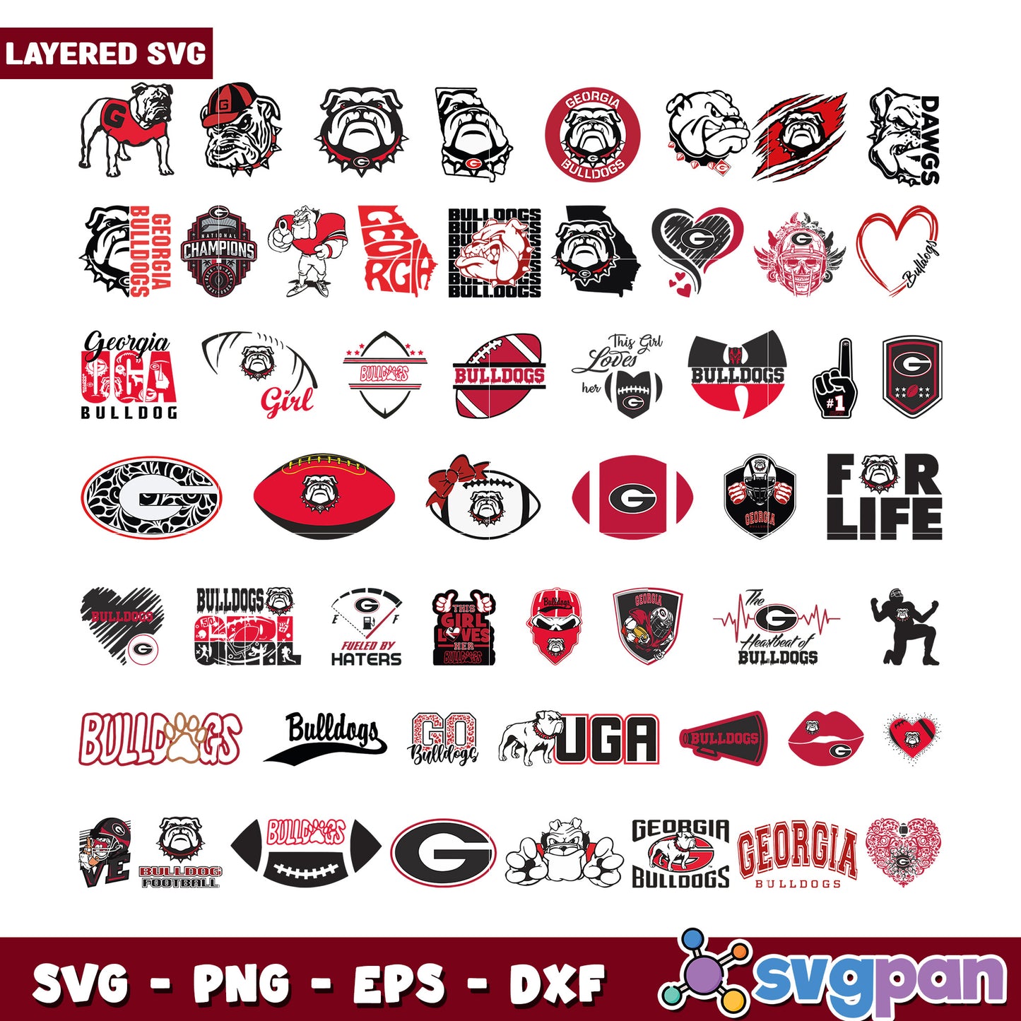 Georgia Bulldogs SVG Bundle 30+ Designs