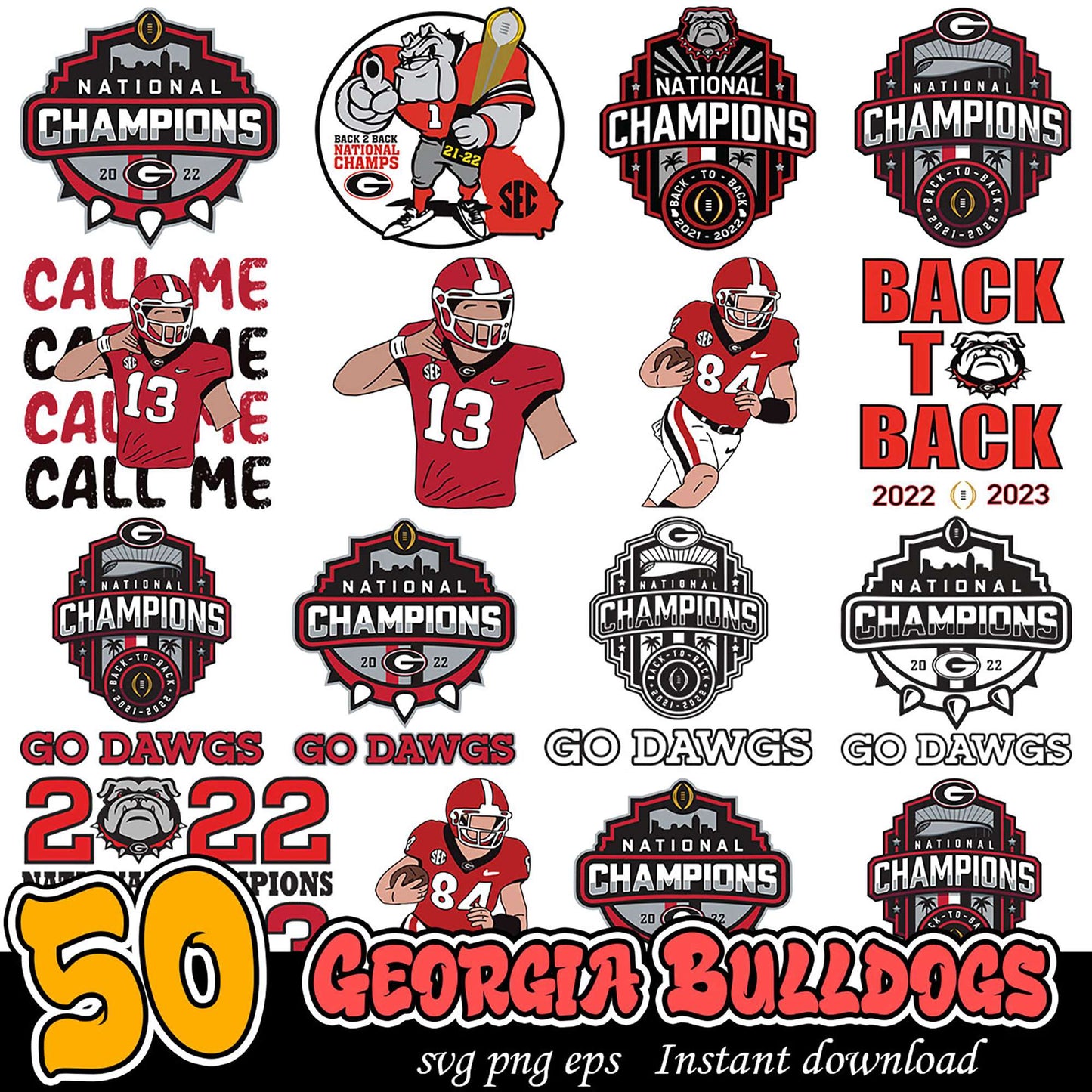 Georgia Bulldogs SVG Bundle 50 Designs