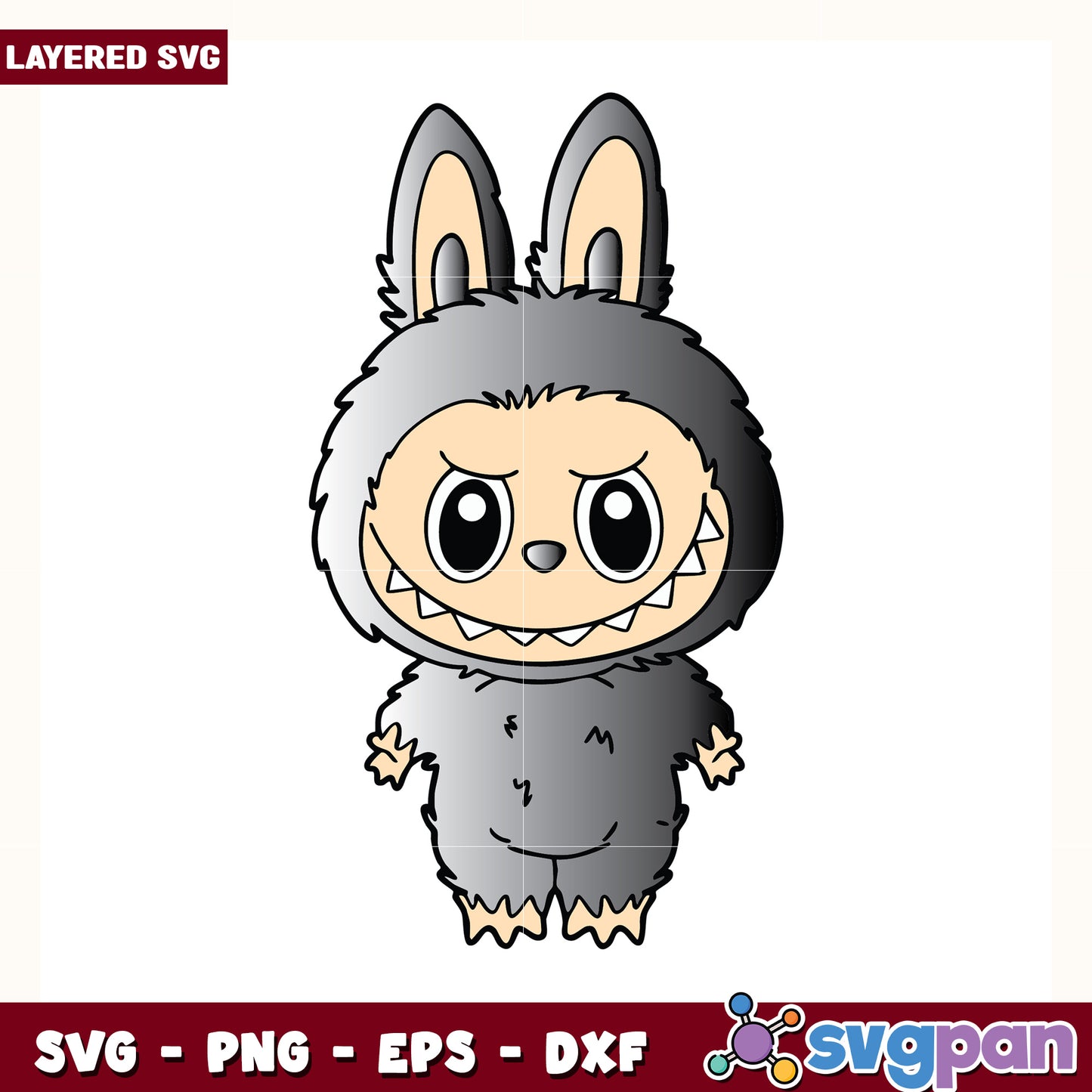 Gey labubu design svg, cute labubu toys svg, labubu cartoon svg