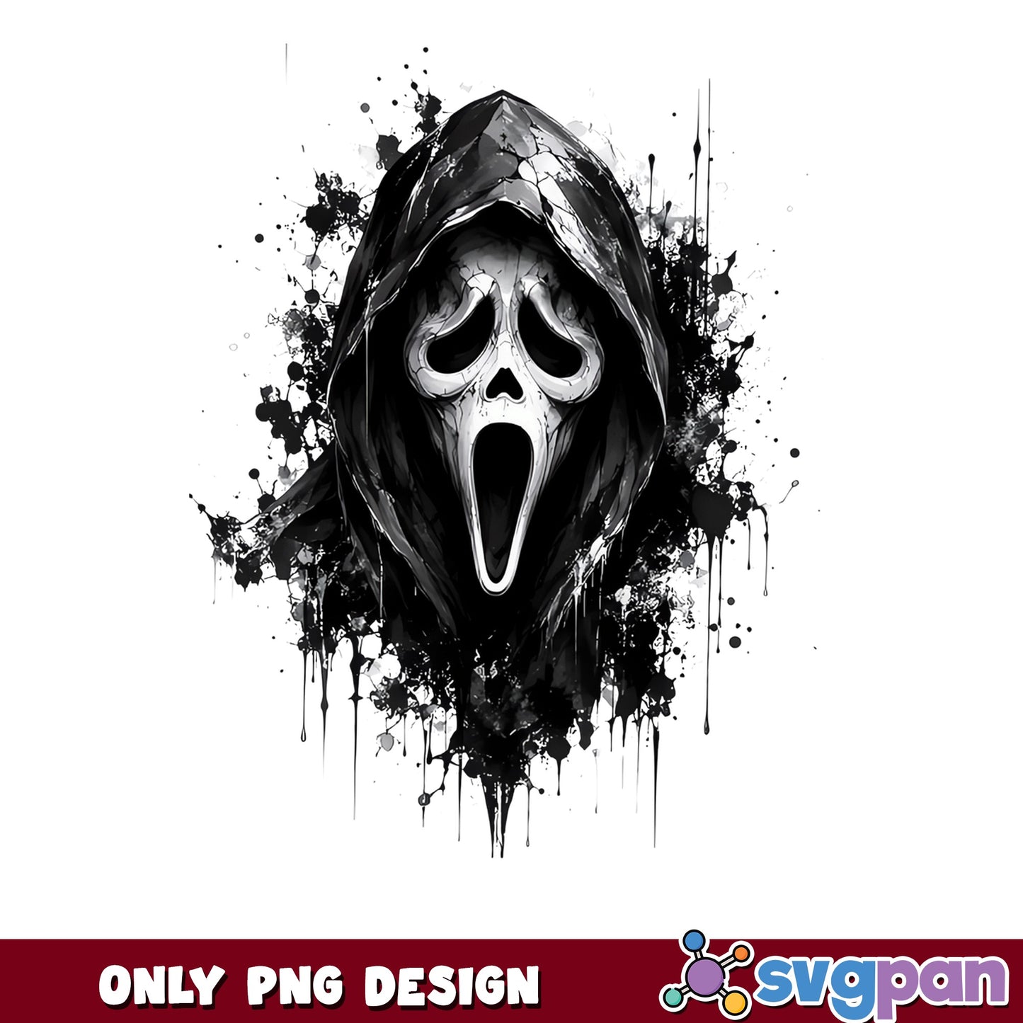 Ghostface Scream Mask Horror PNG, Halloween PNG, Scary Movie PNG