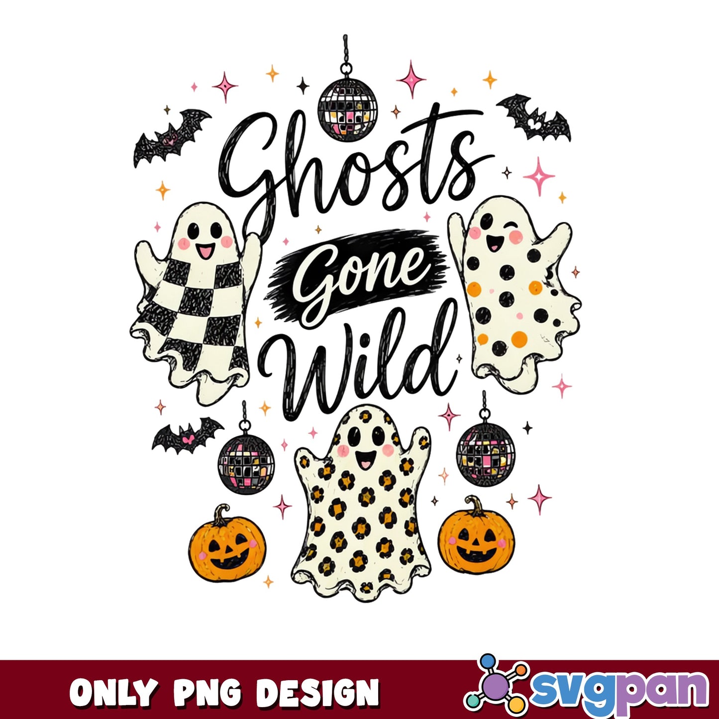 Ghosts Gone Wild PNG, Halloween Ghost PNG, Retro Halloween PNG